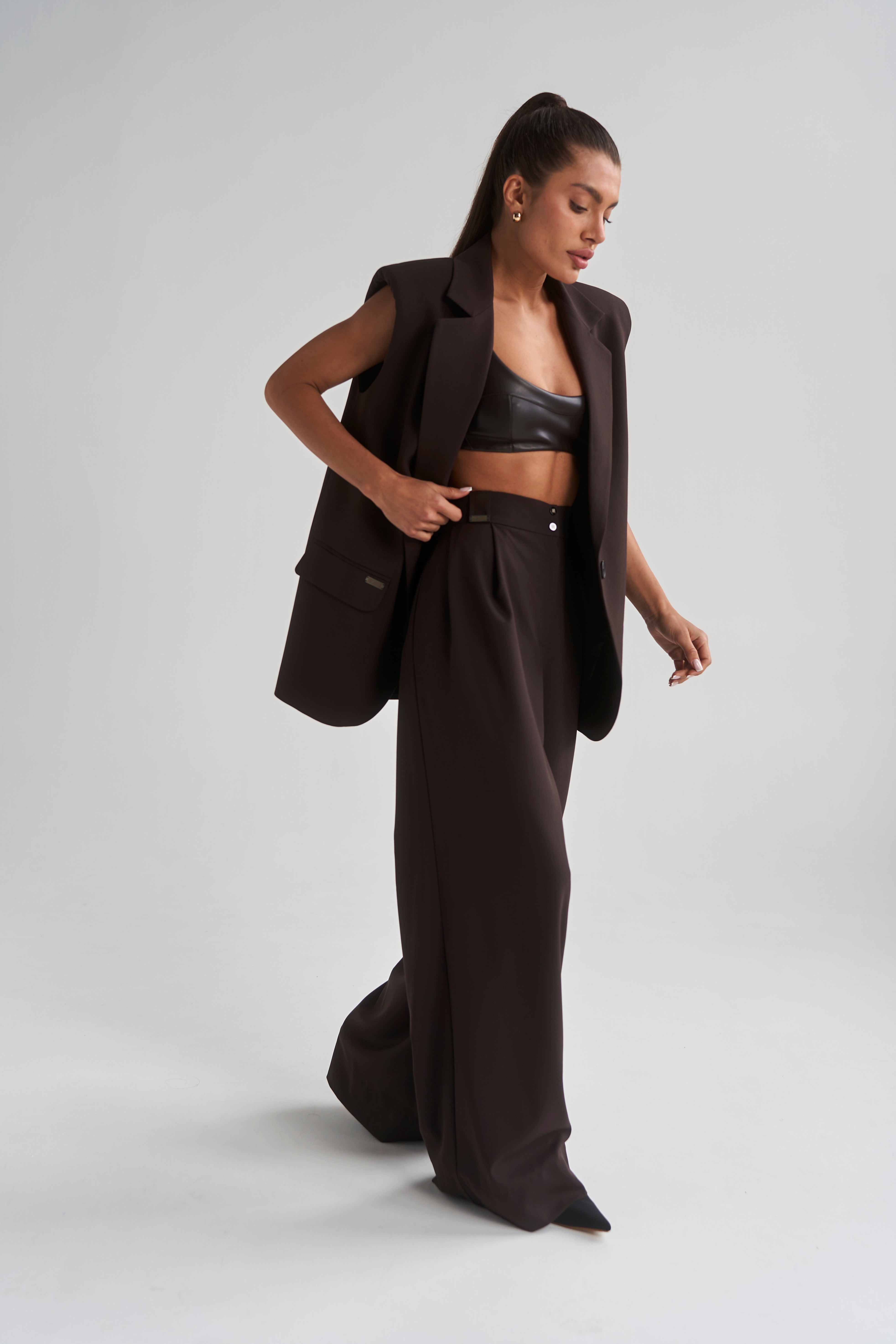 Брюки палаццо з костюмної тканини