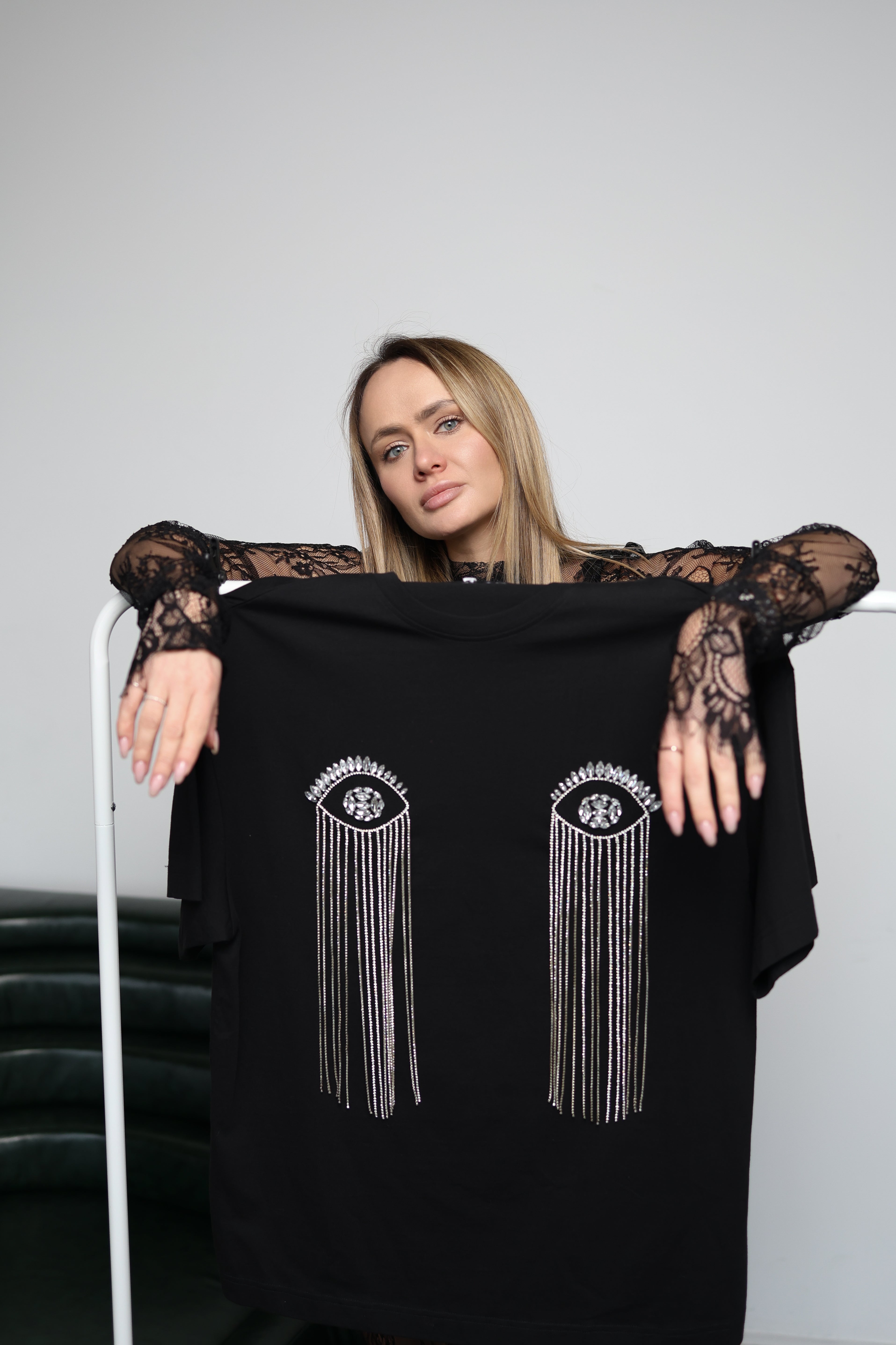 T-shirt with rhinestones "Eyes" - UFS.store.ua