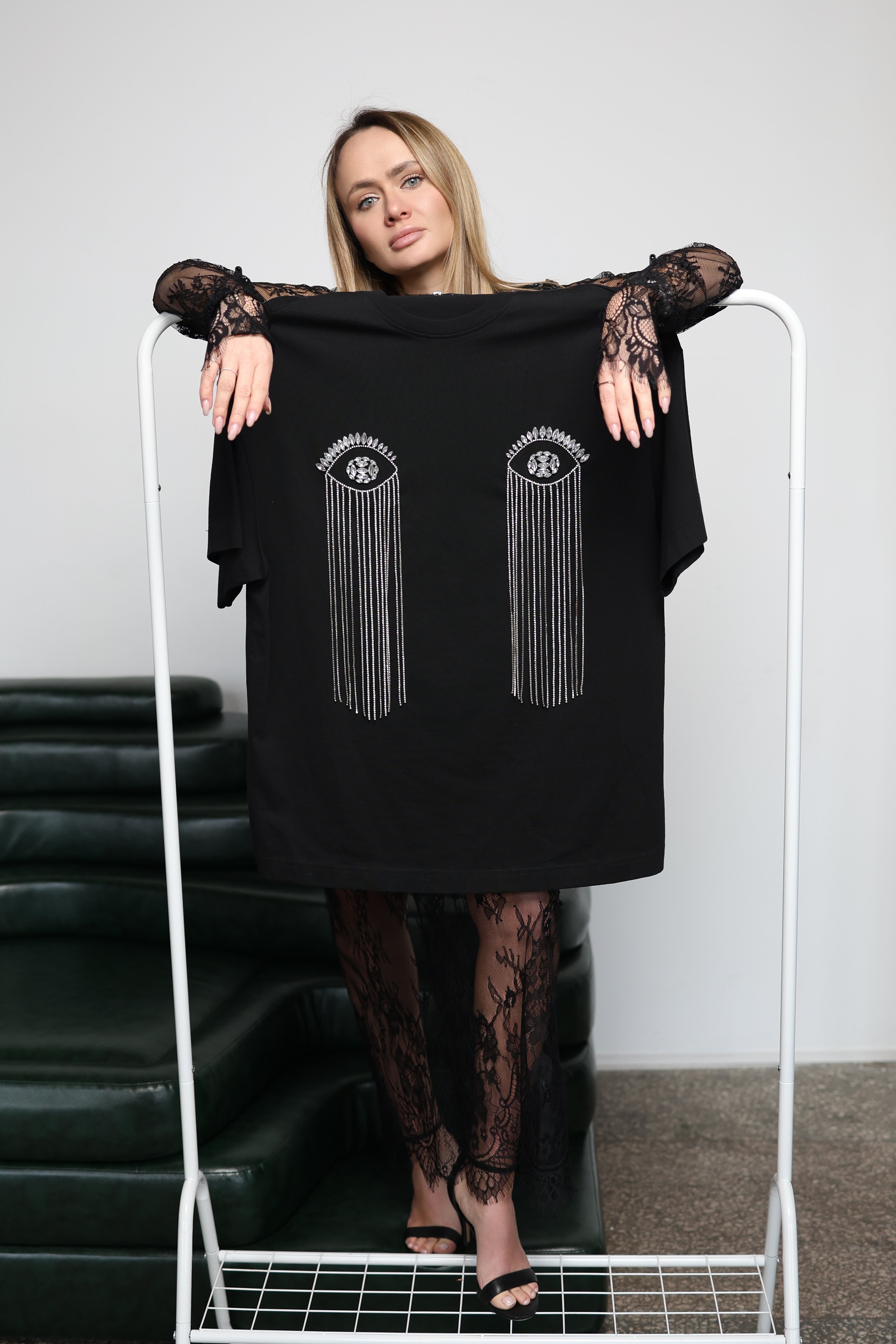 T-shirt with rhinestones "Eyes" - UFS.store.ua