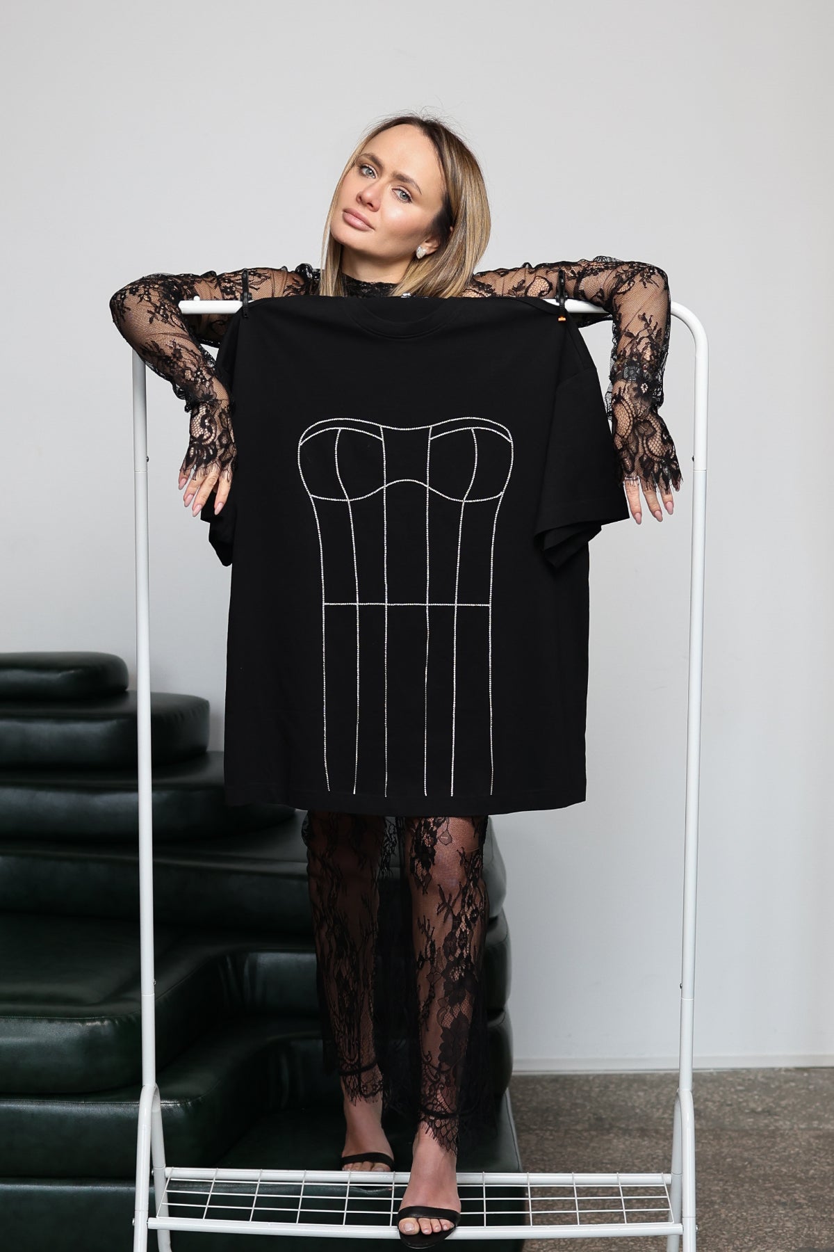 T-shirt with rhinestones "Corset" - UFS.store.ua