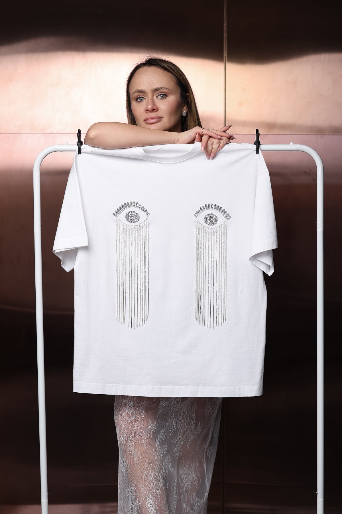 T-shirt with rhinestones "Eyes" - UFS.store.ua