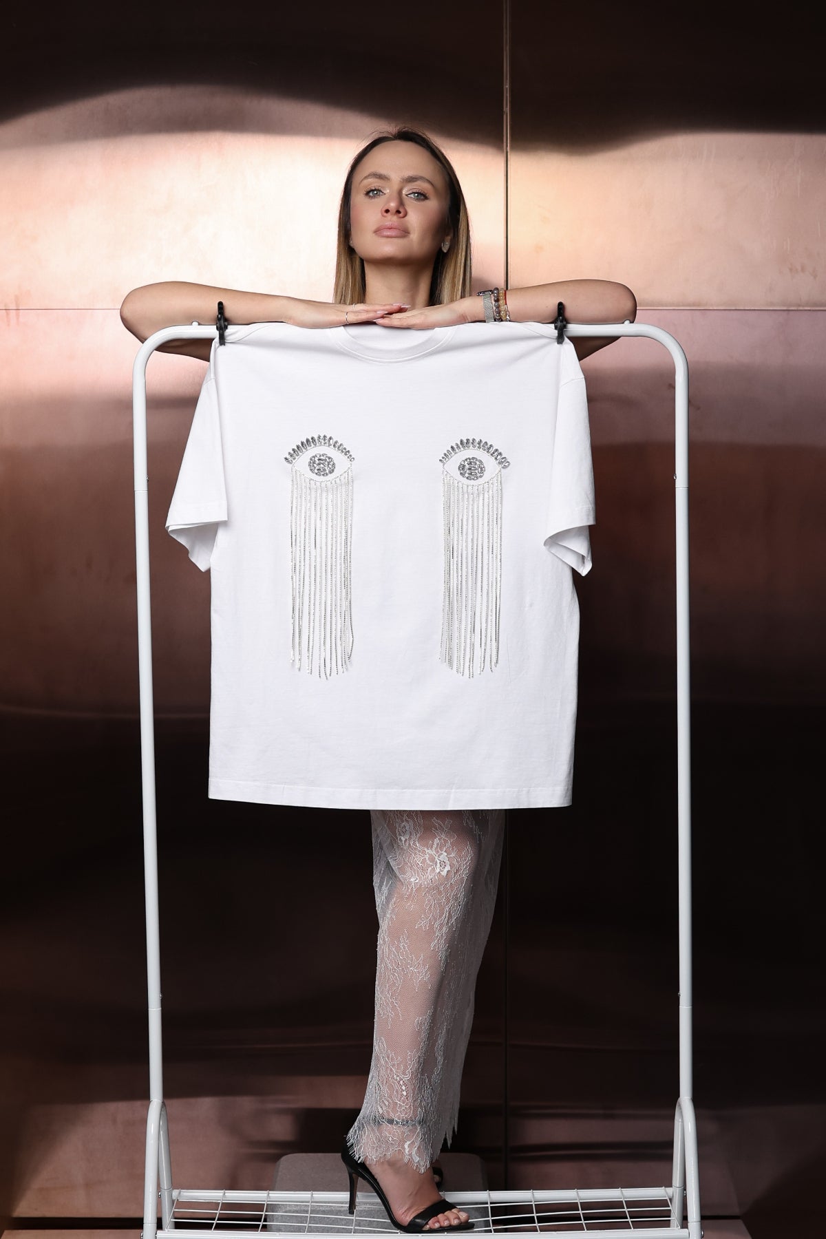 T-shirt with rhinestones "Eyes" - UFS.store.ua
