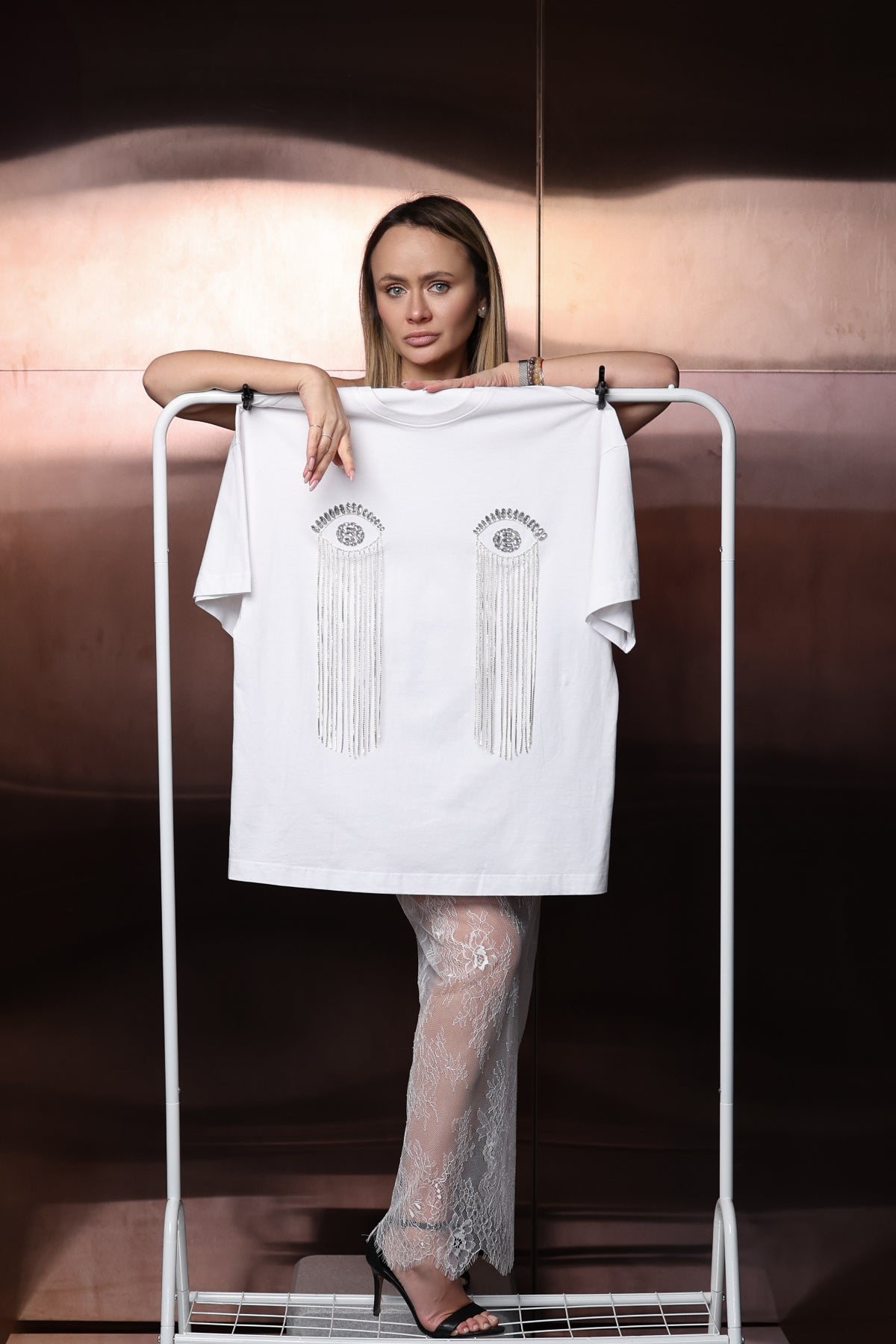 T-shirt with rhinestones "Eyes" - UFS.store.ua