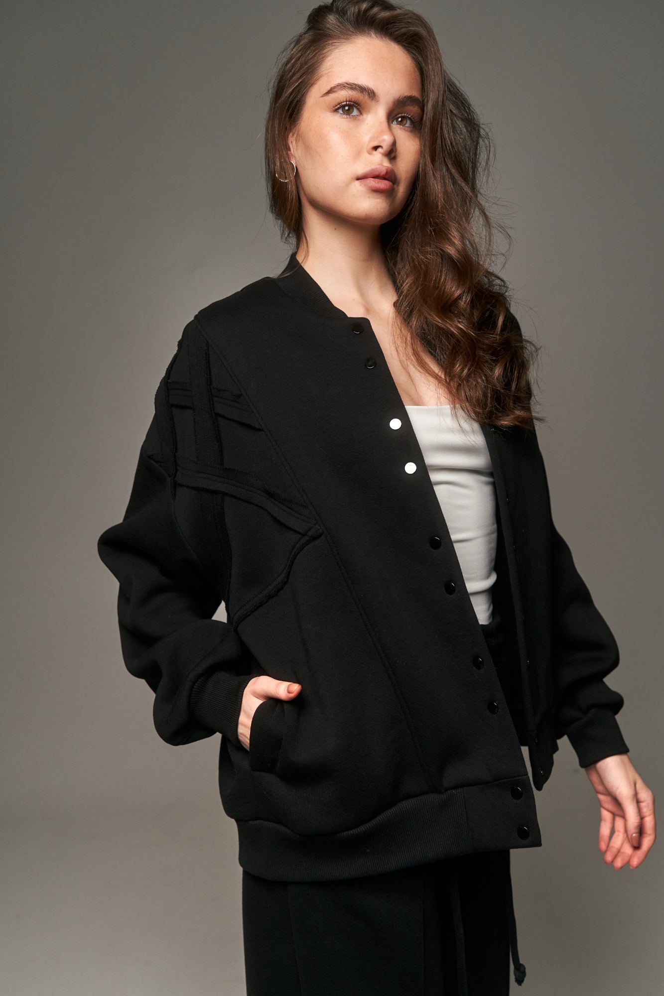 Fleece Bomber Black