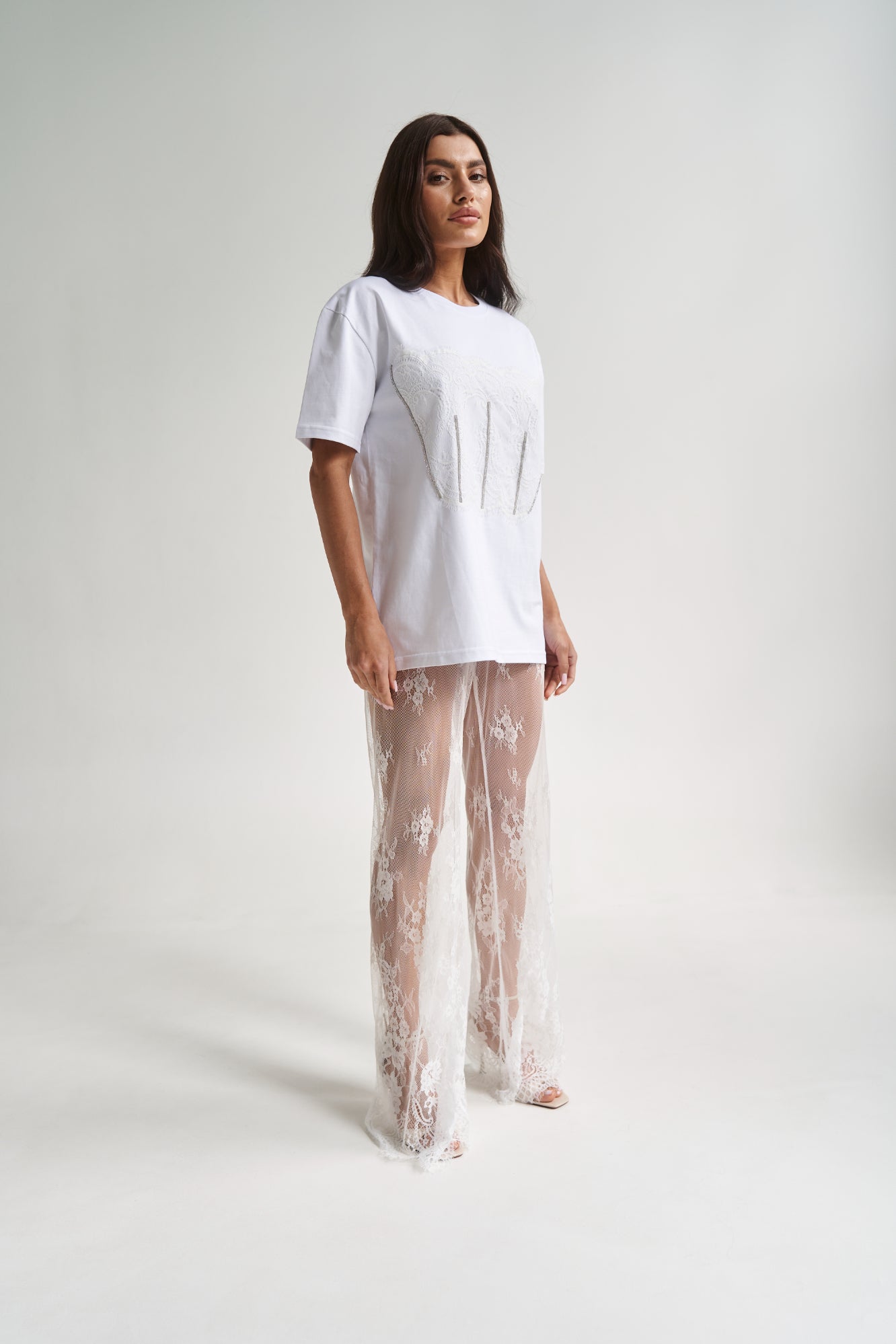 Mesh Lace Pants White