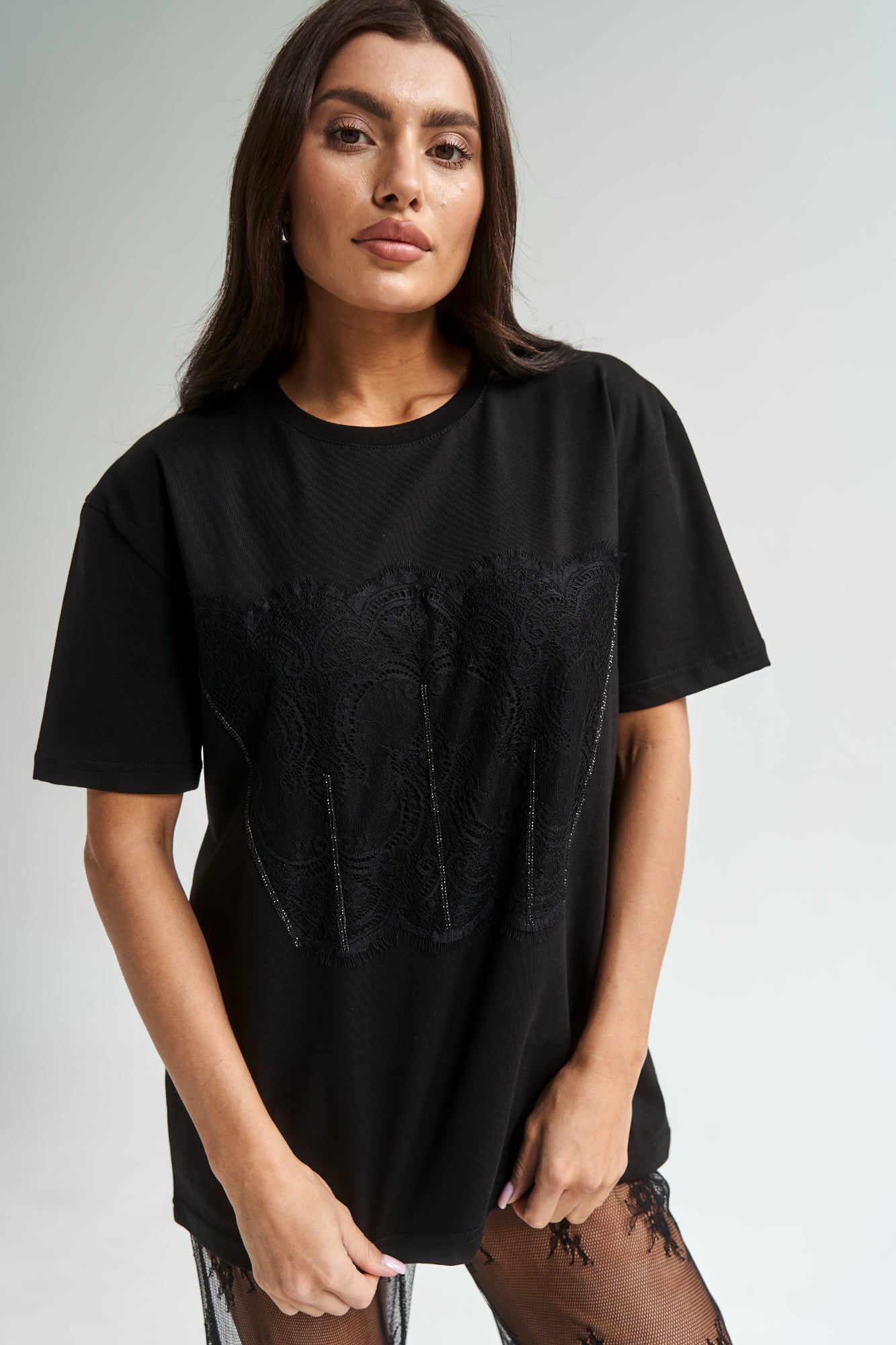 Mesh Lace Pants Black
