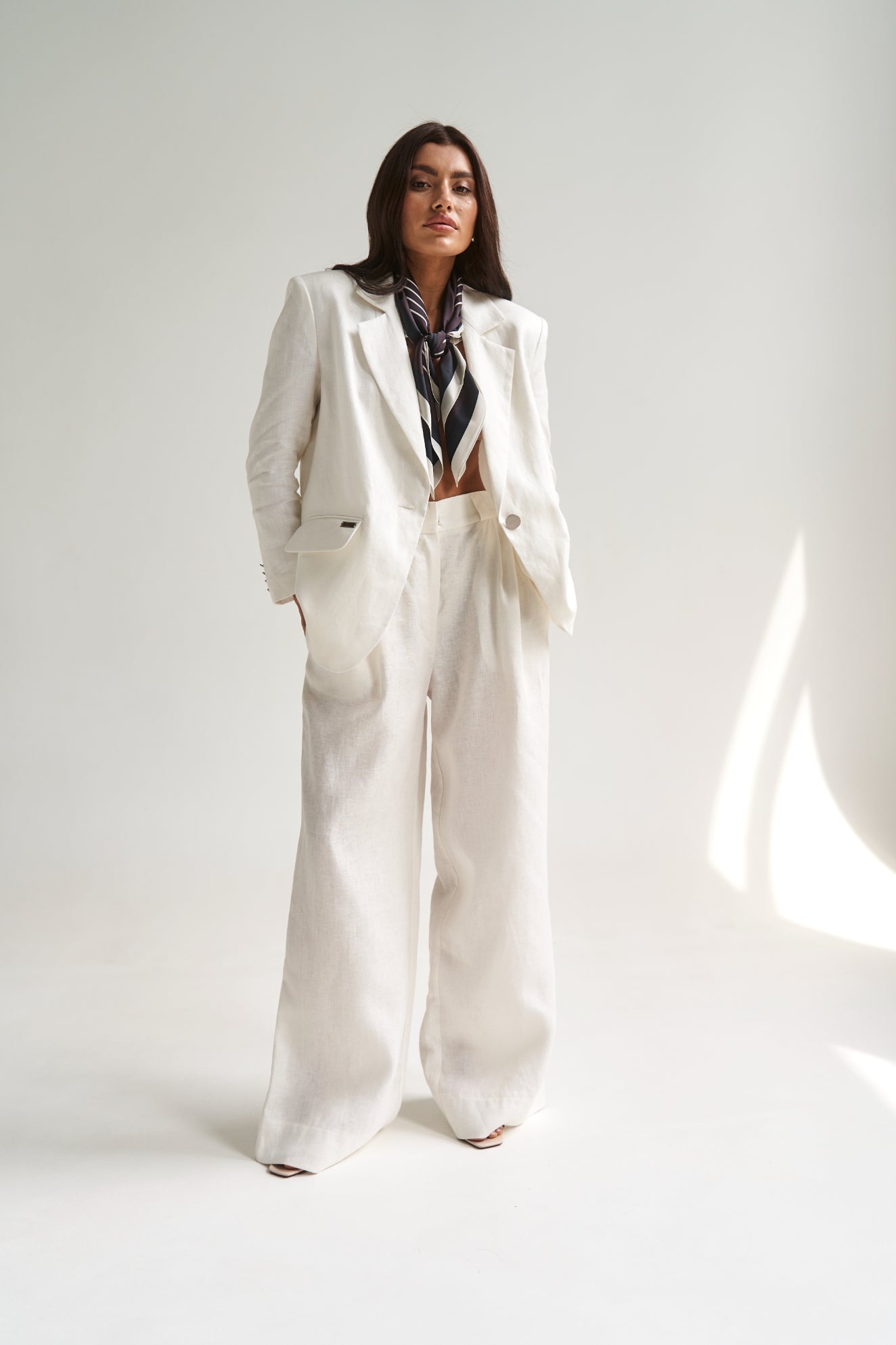 Linen Palazzo Pants White