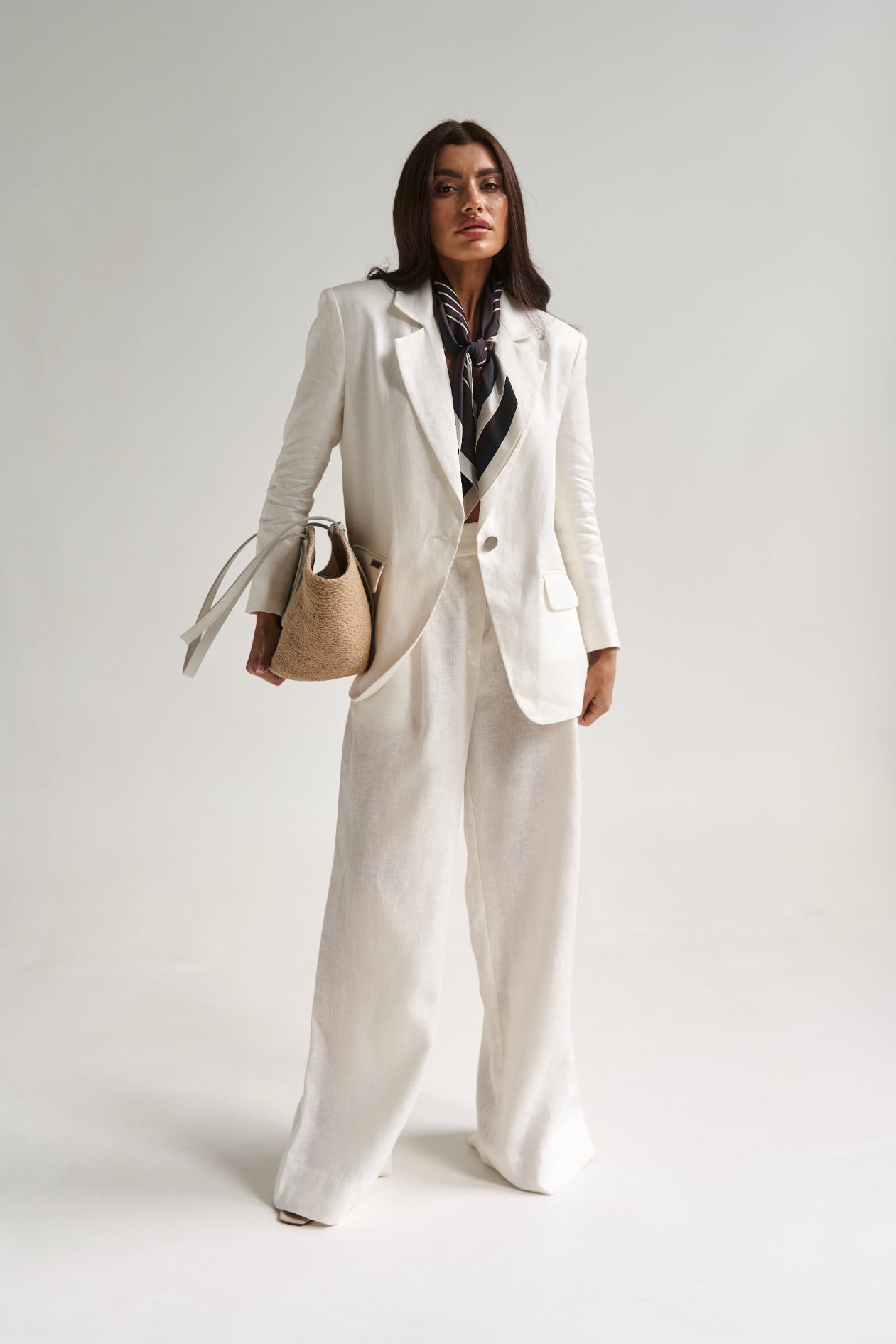 Linen Palazzo Pants White