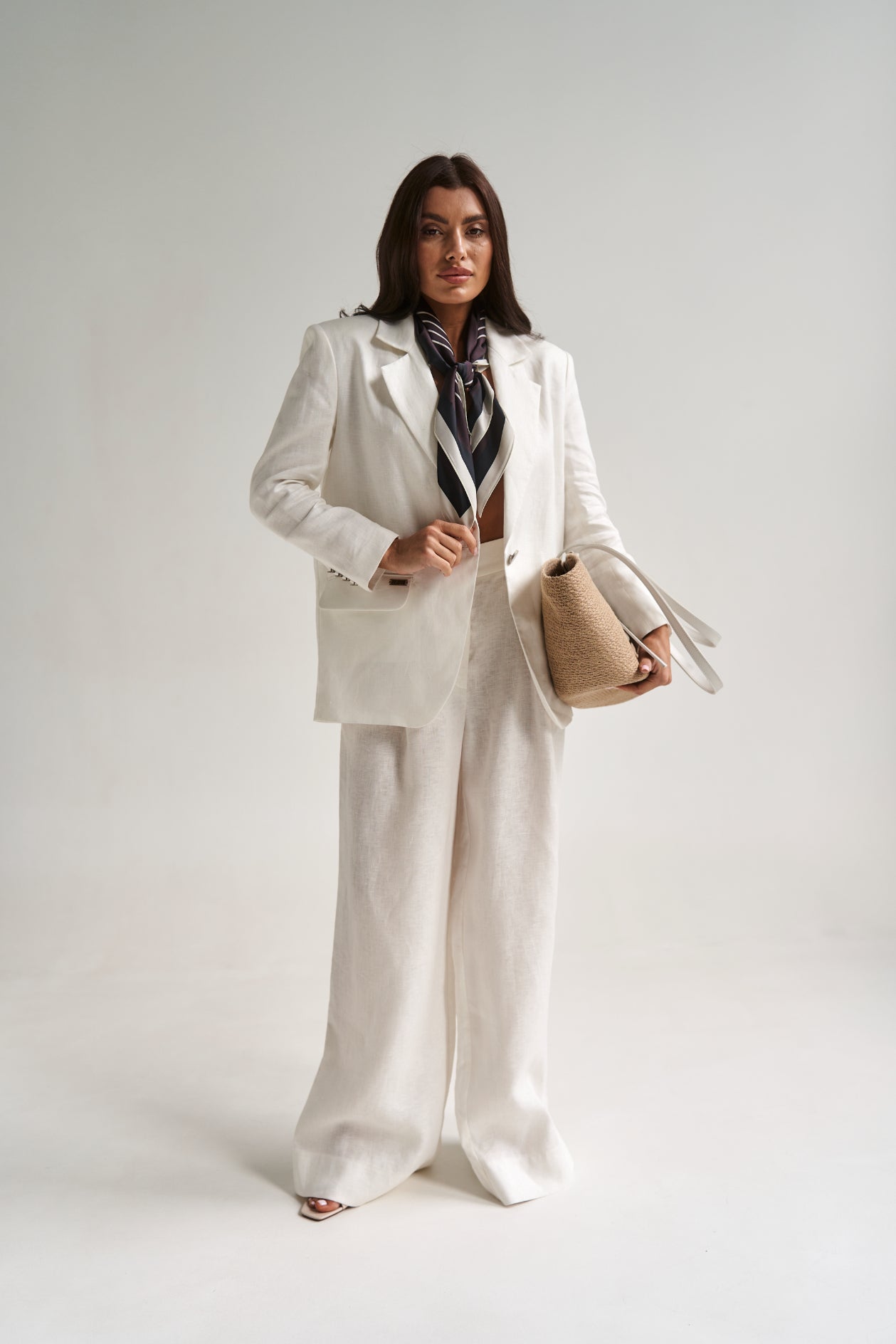 Linen Palazzo Pants White