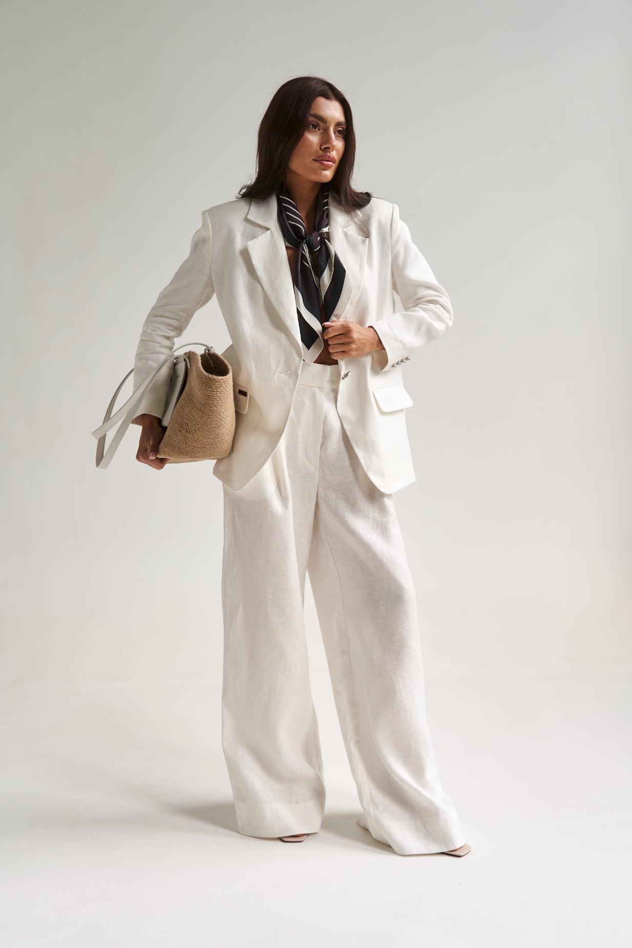 Linen Palazzo Pants White