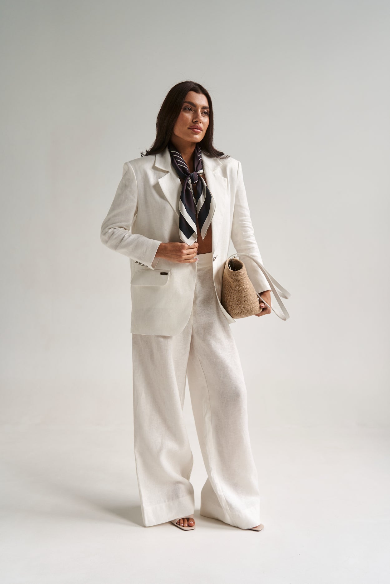 Linen Palazzo Pants White