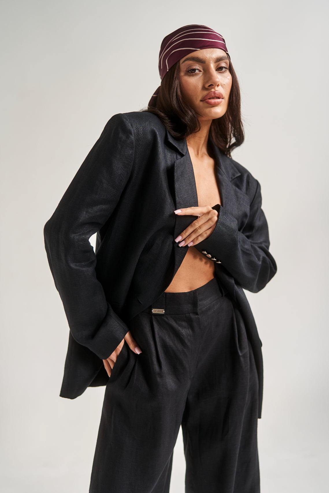 Linen Palazzo Pants Black