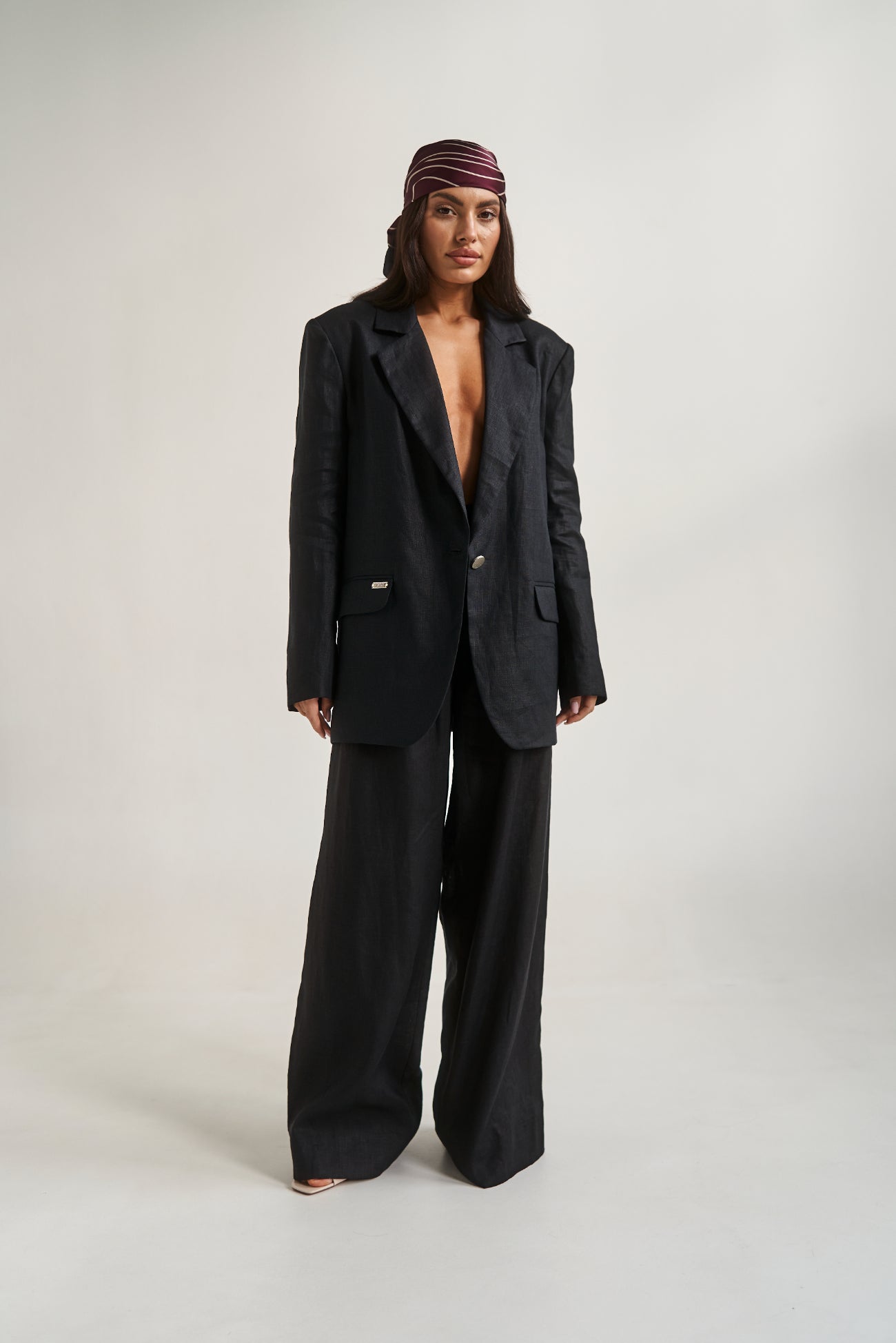 Linen Palazzo Pants Black