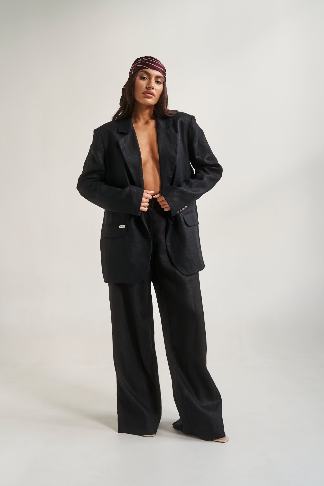 Linen Palazzo Pants Black