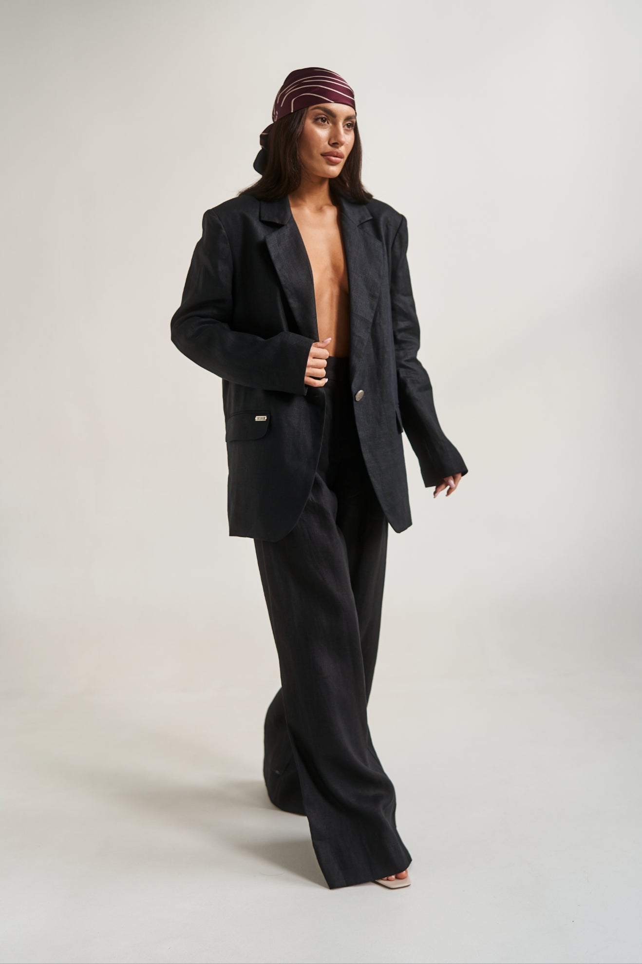 Linen Palazzo Pants Black