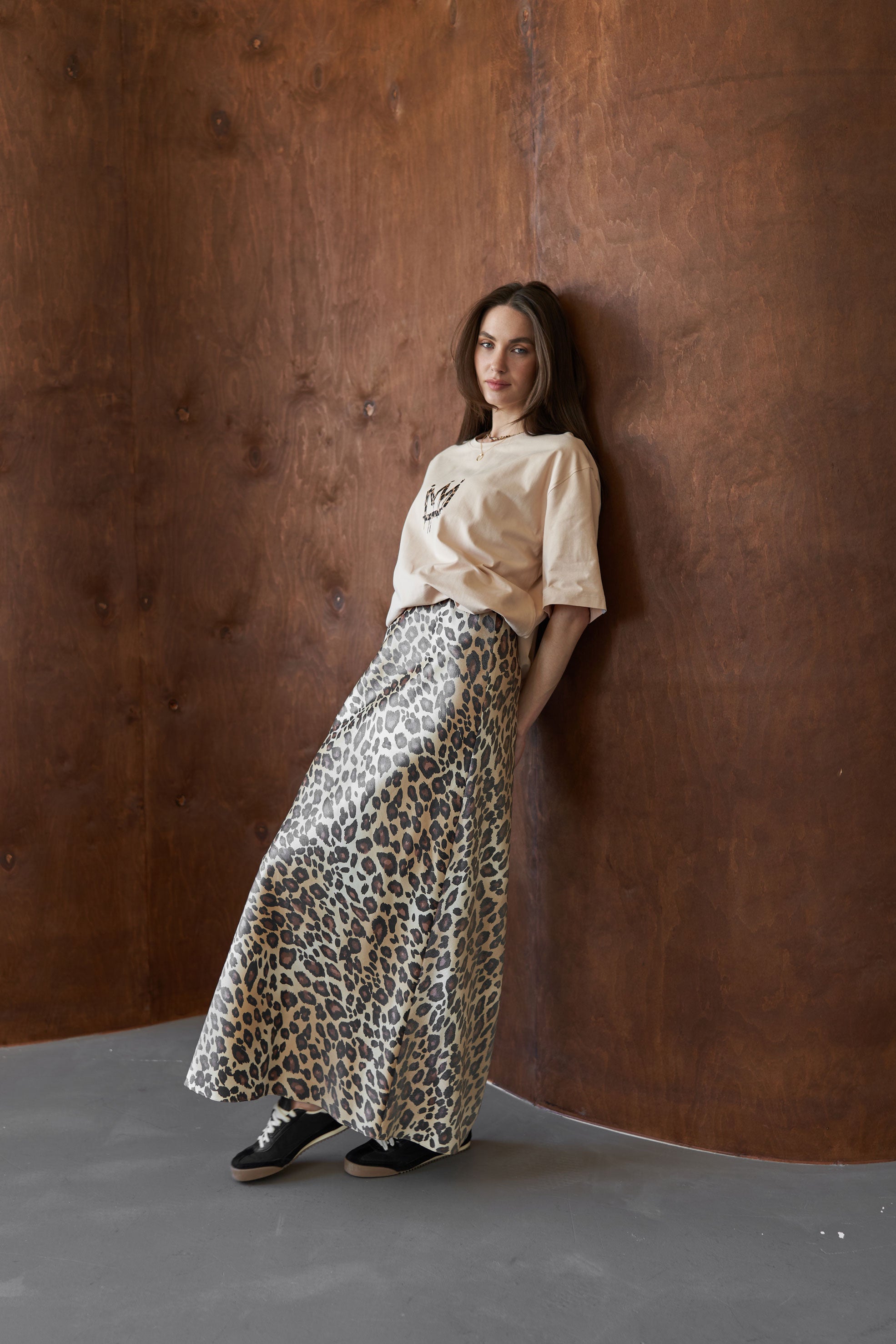 T-shirt  CROWN LEOPARD Beige