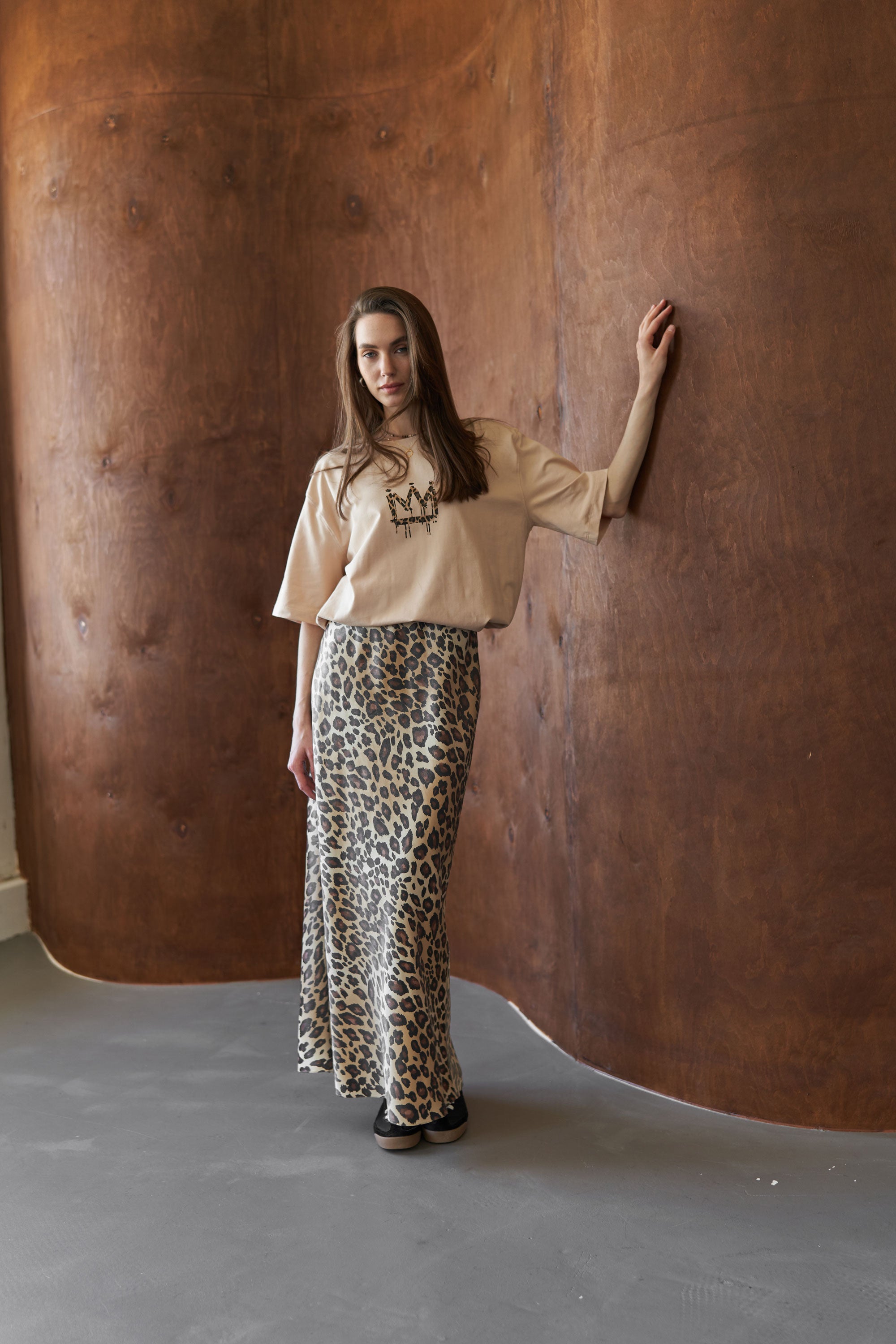 T-shirt  CROWN LEOPARD Beige