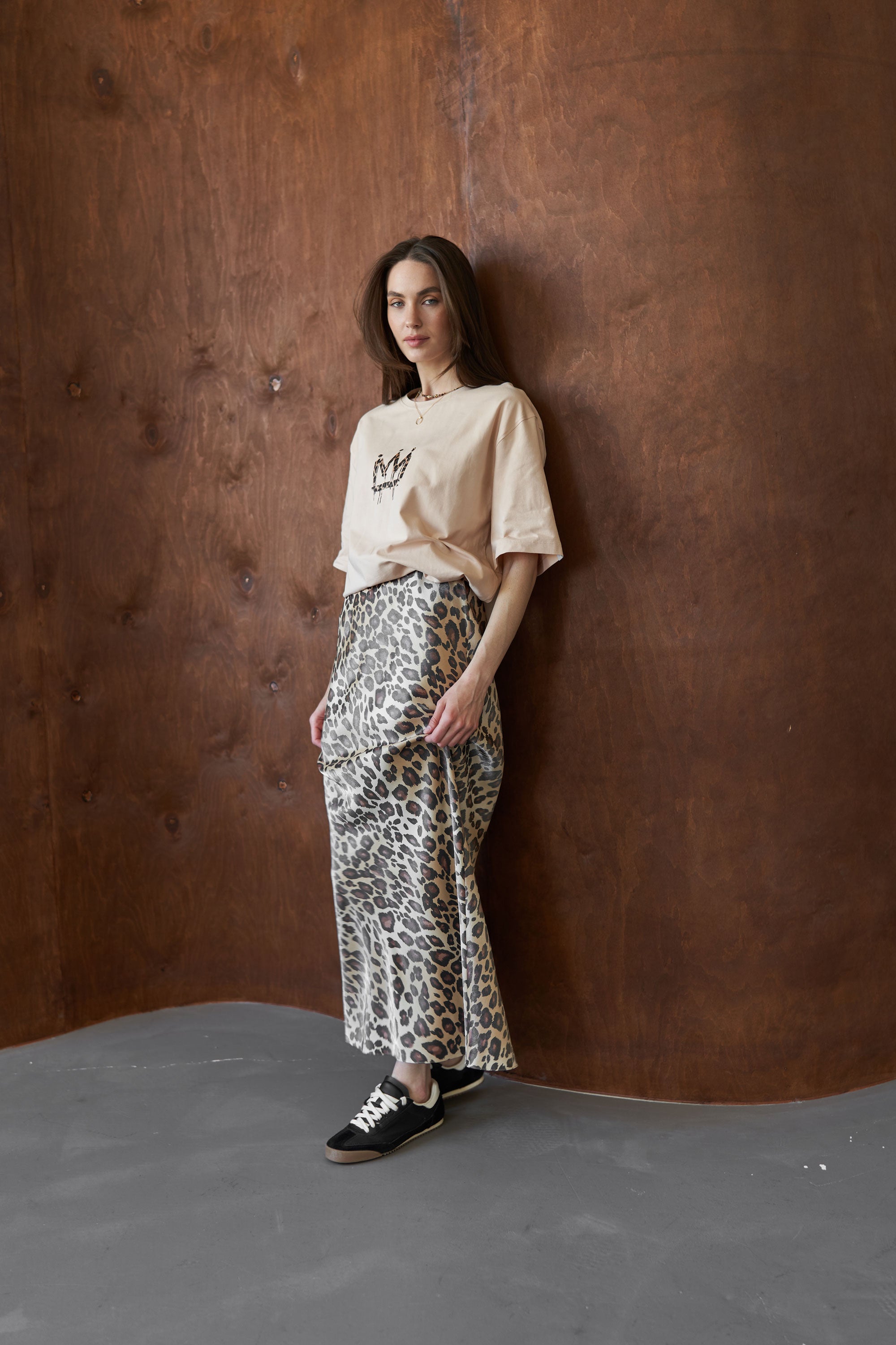 T-shirt  CROWN LEOPARD Beige