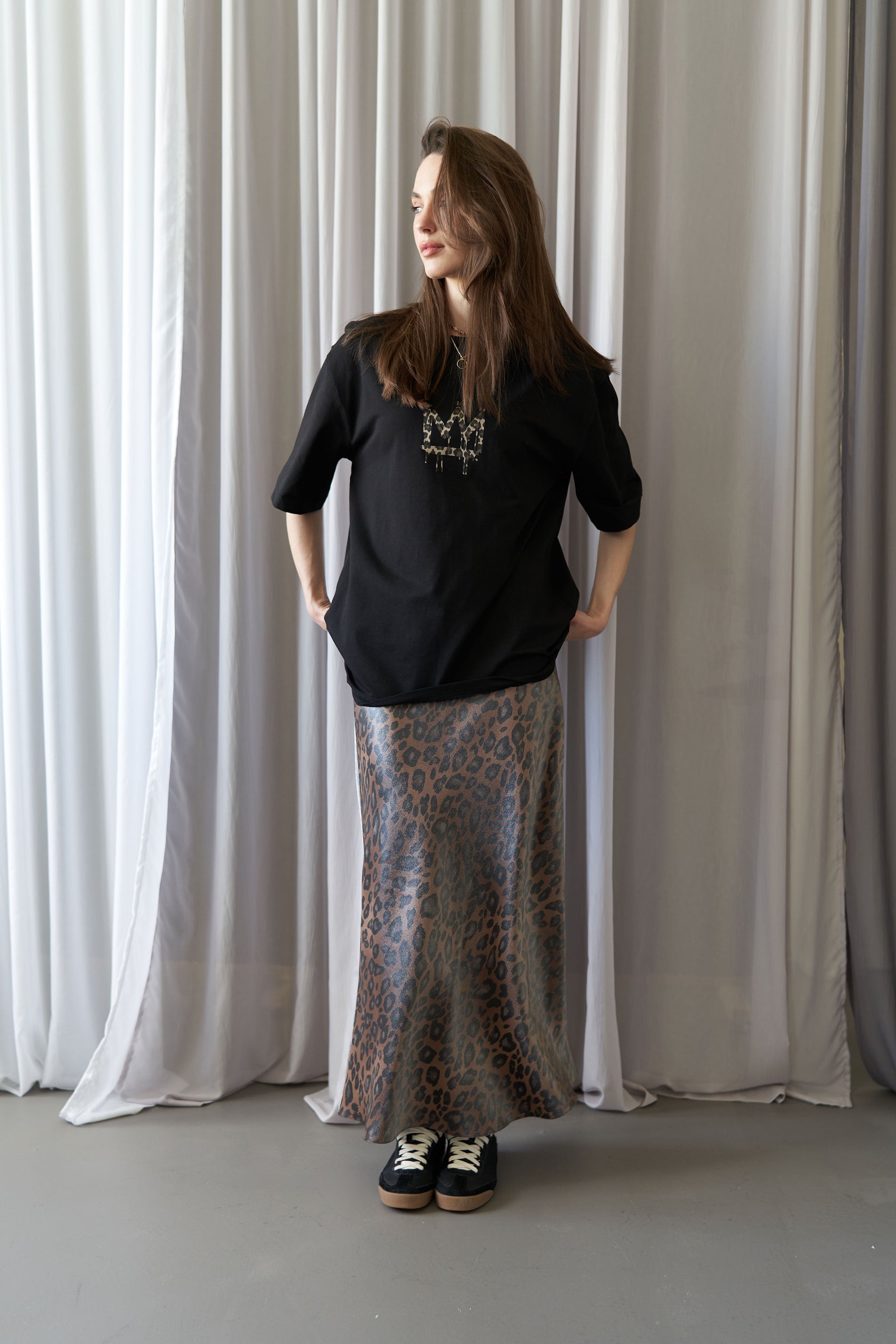 T-shirt  CROWN LEOPARD Black