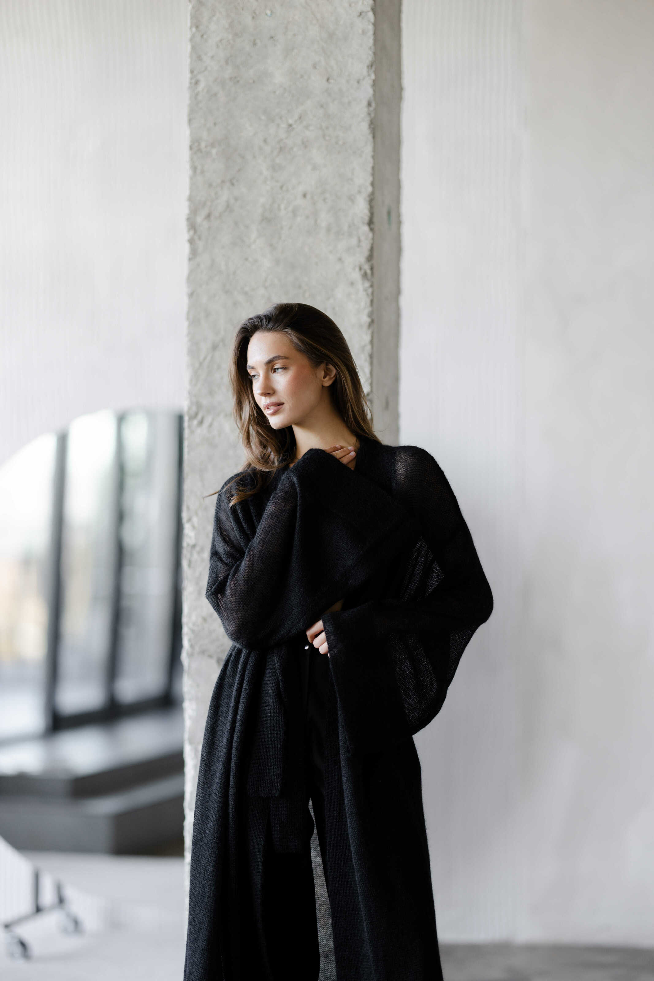 Mohair Maxi Cardigan Black
