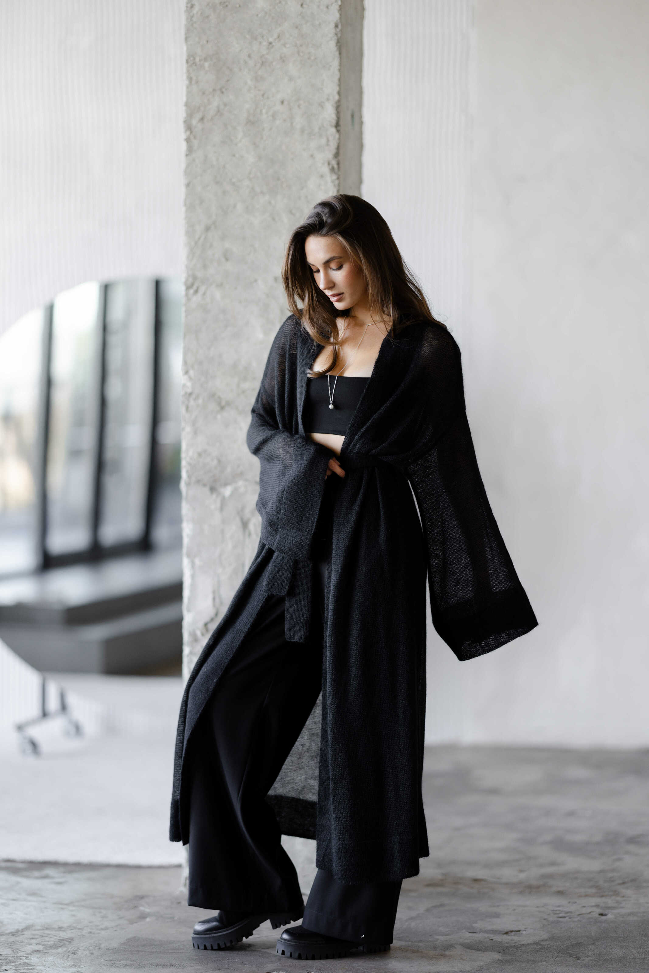 Mohair Maxi Cardigan Black