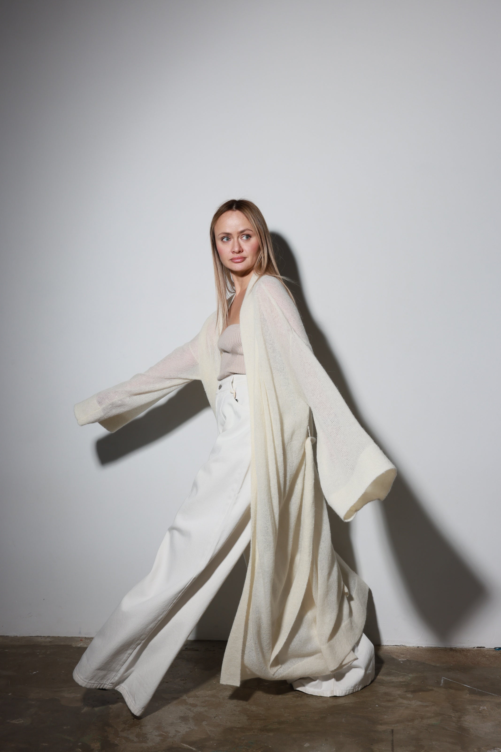 Mohair Maxi Cardigan White