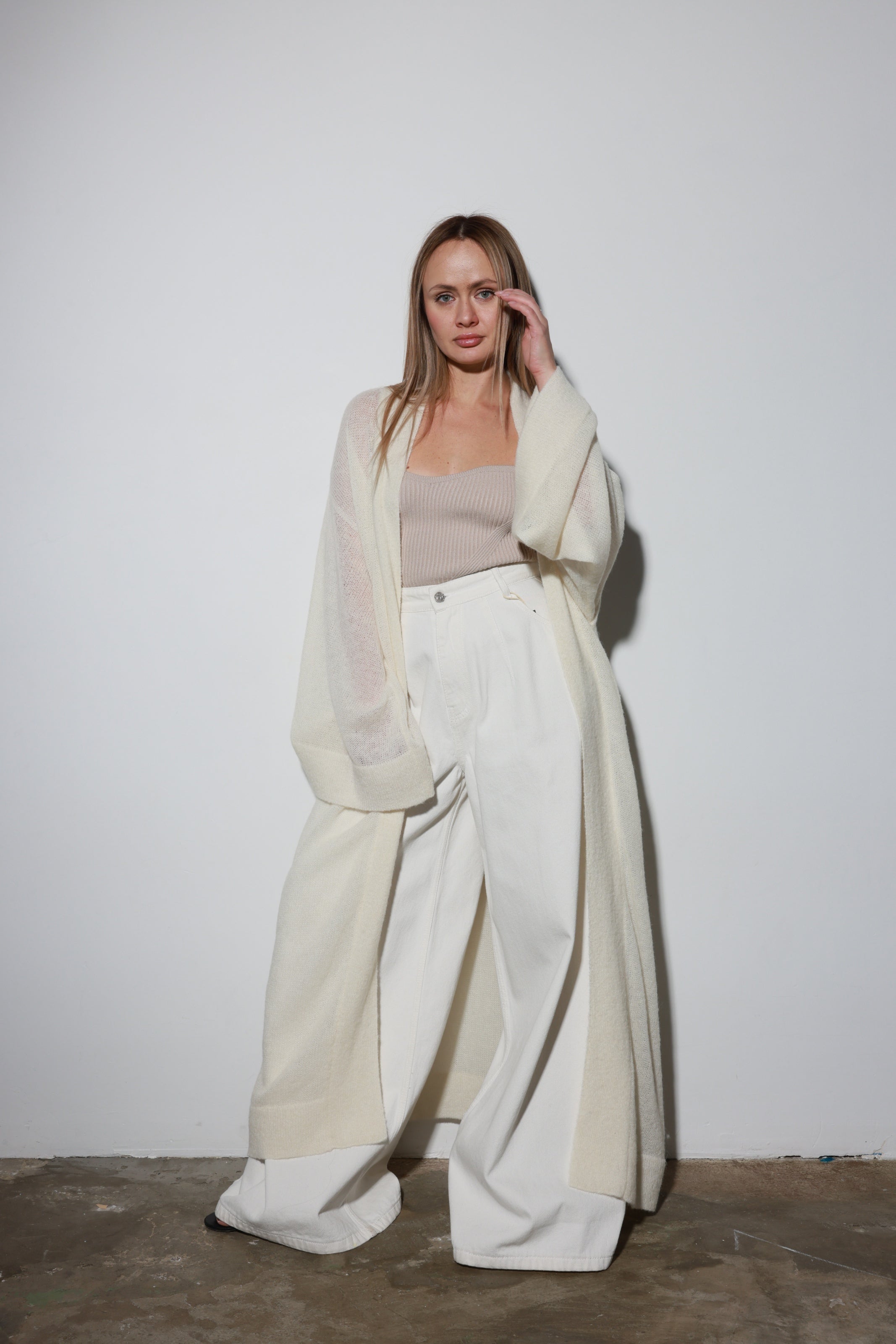 Mohair Maxi Cardigan White