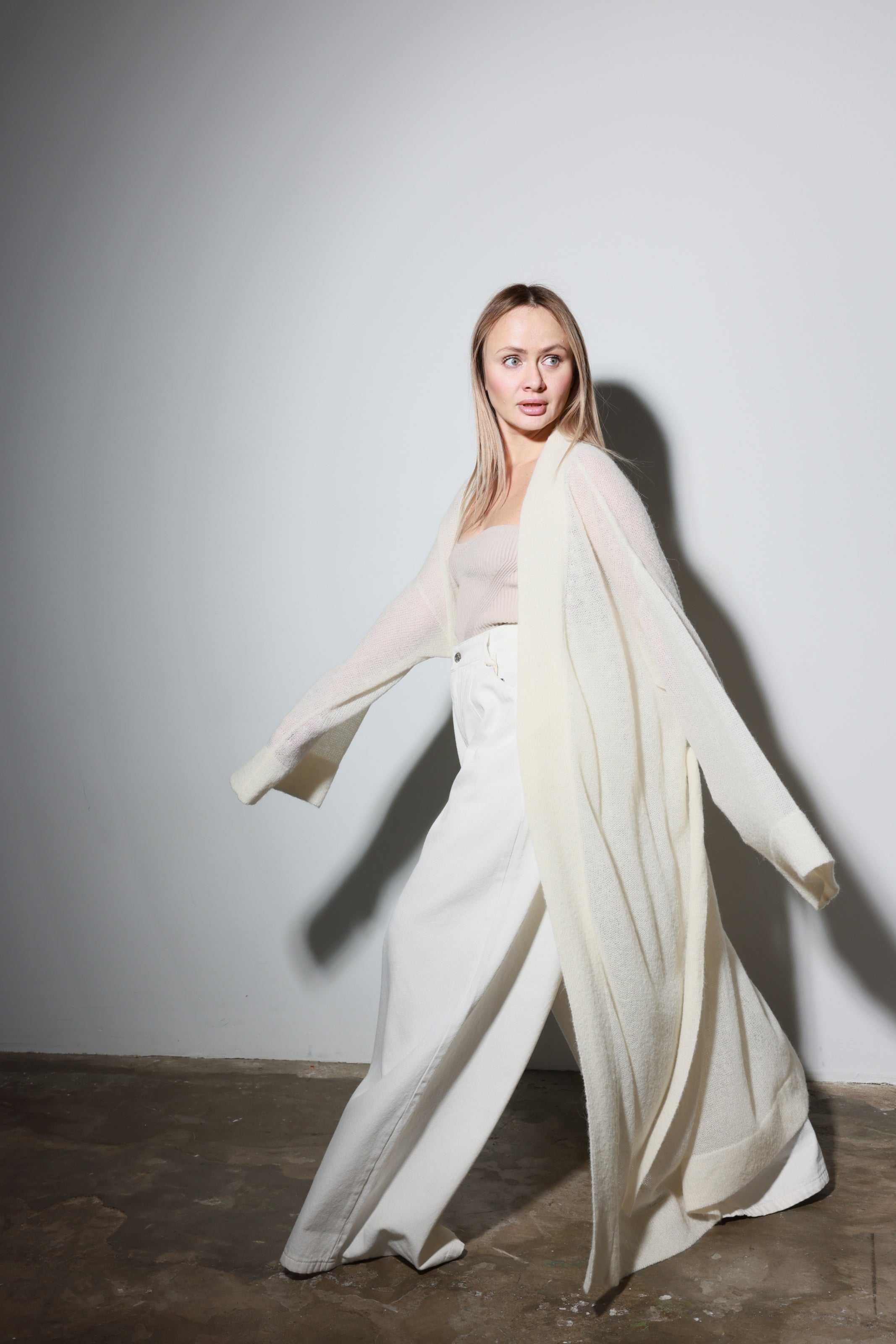 Mohair Maxi Cardigan White