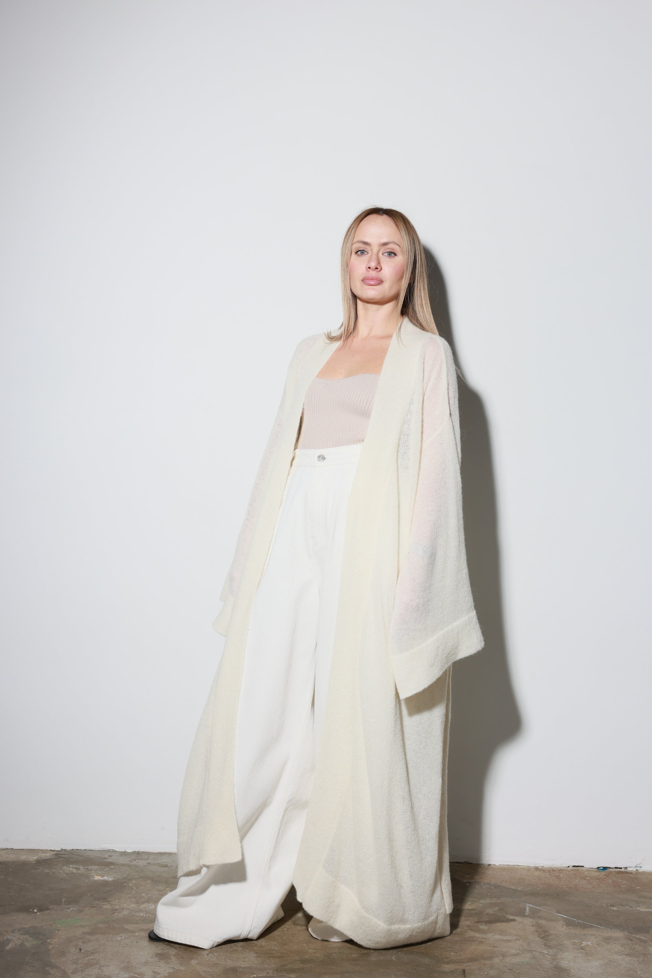 Mohair Maxi Cardigan White