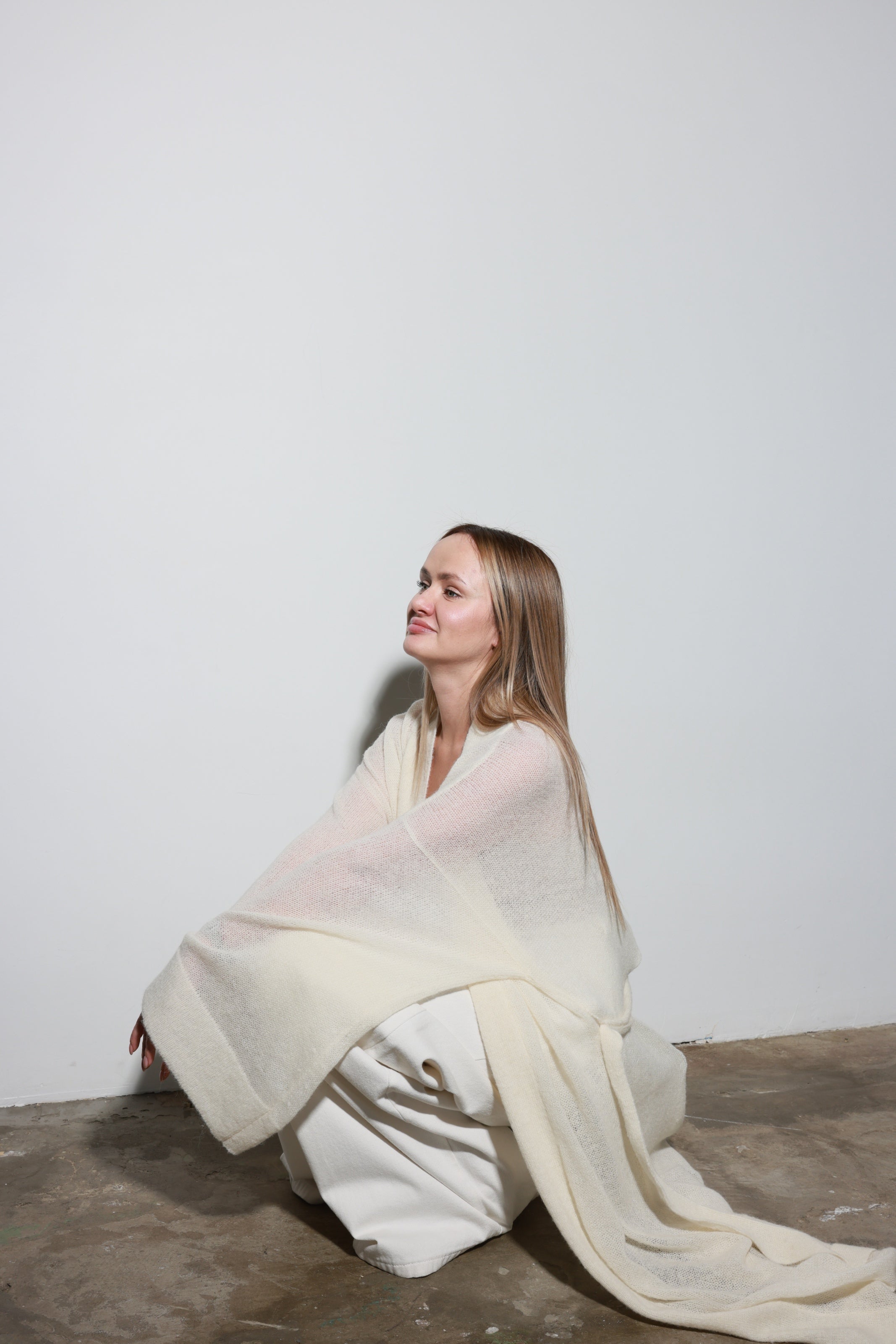 Mohair Maxi Cardigan White