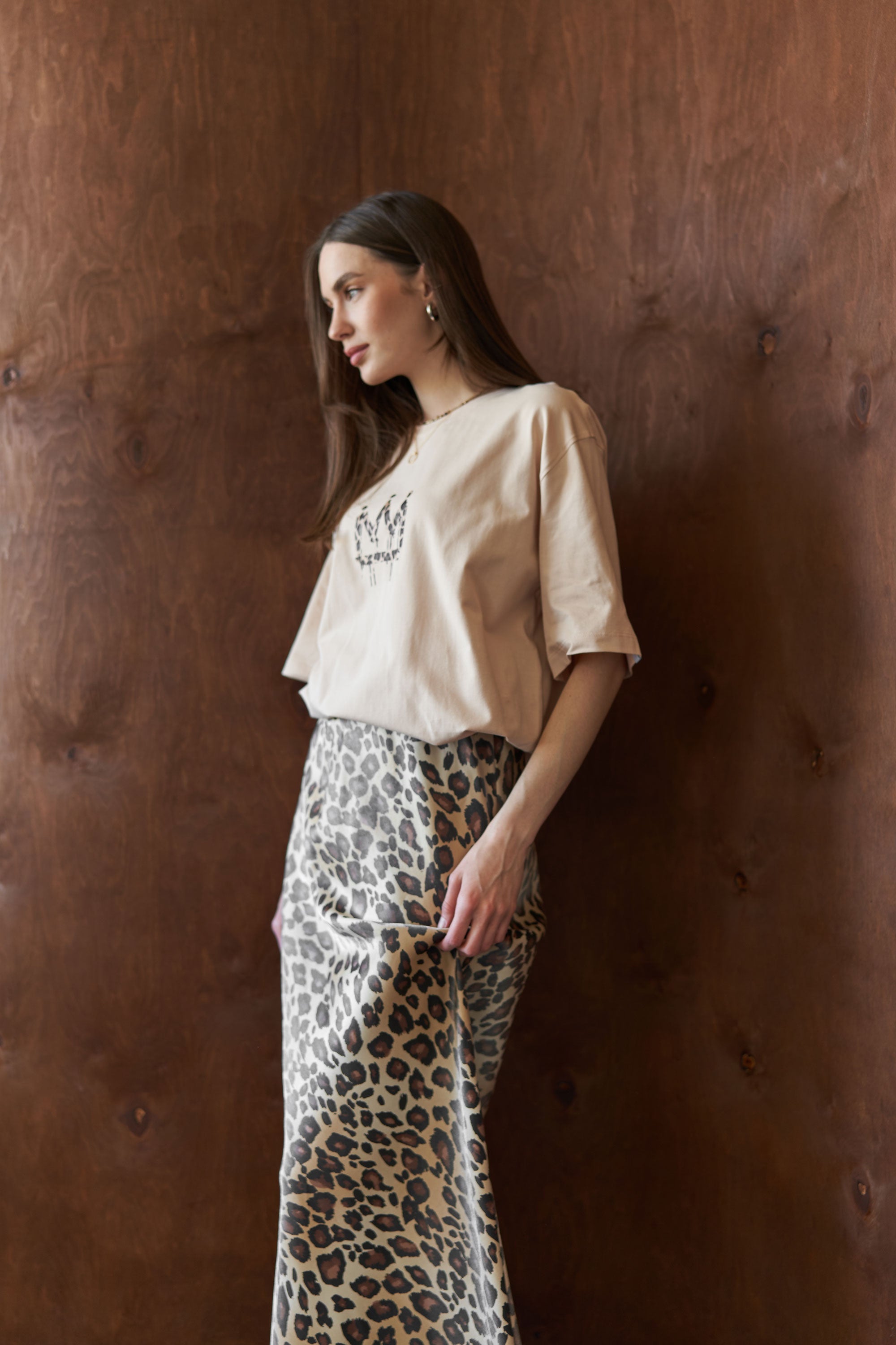 Maxi skirt leopard Beige