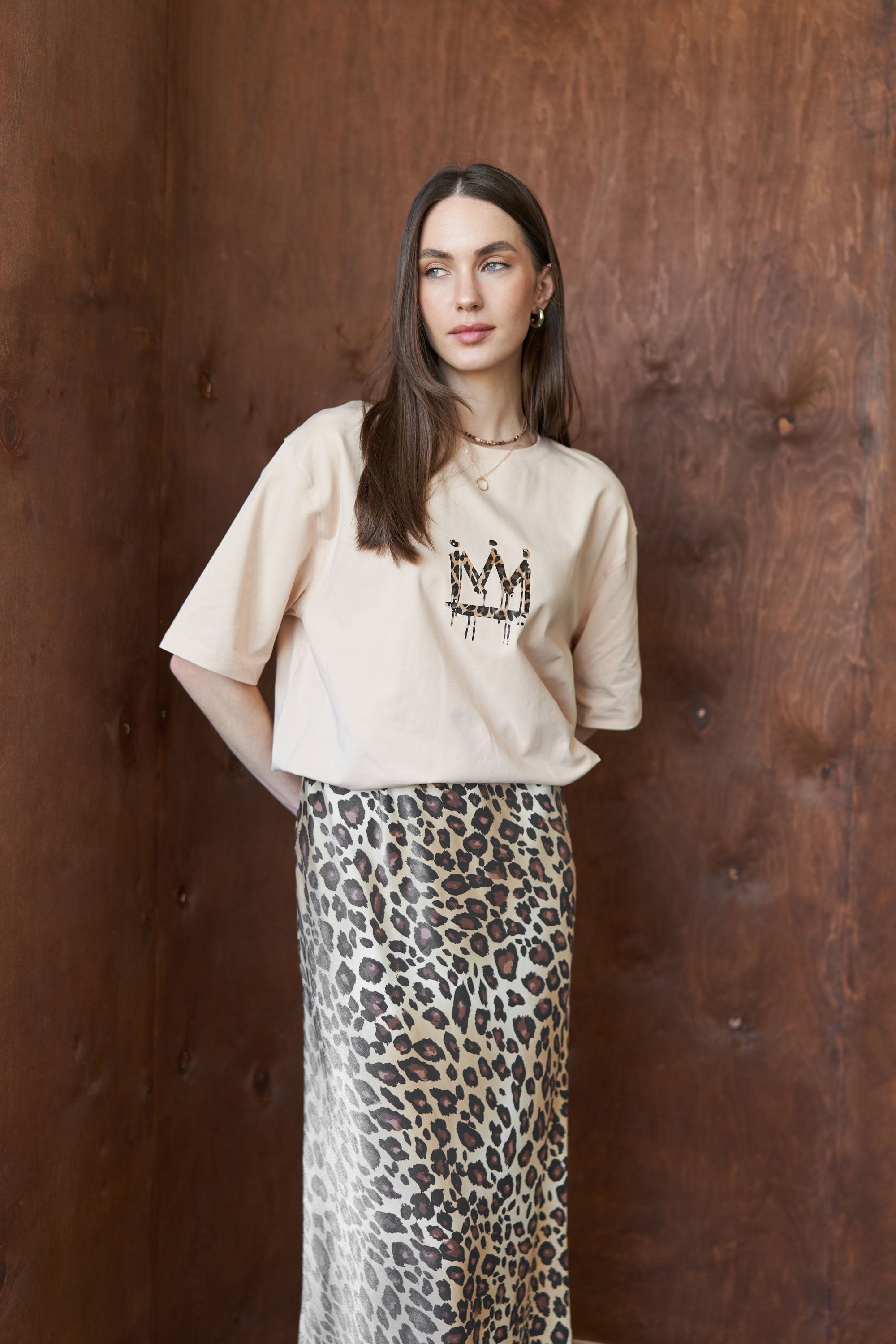 Maxi skirt leopard Beige
