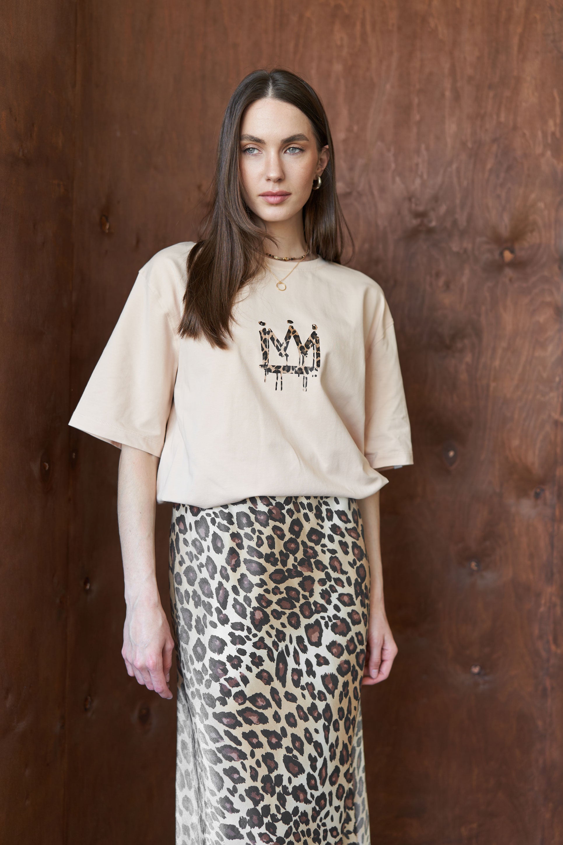 Maxi skirt leopard Beige