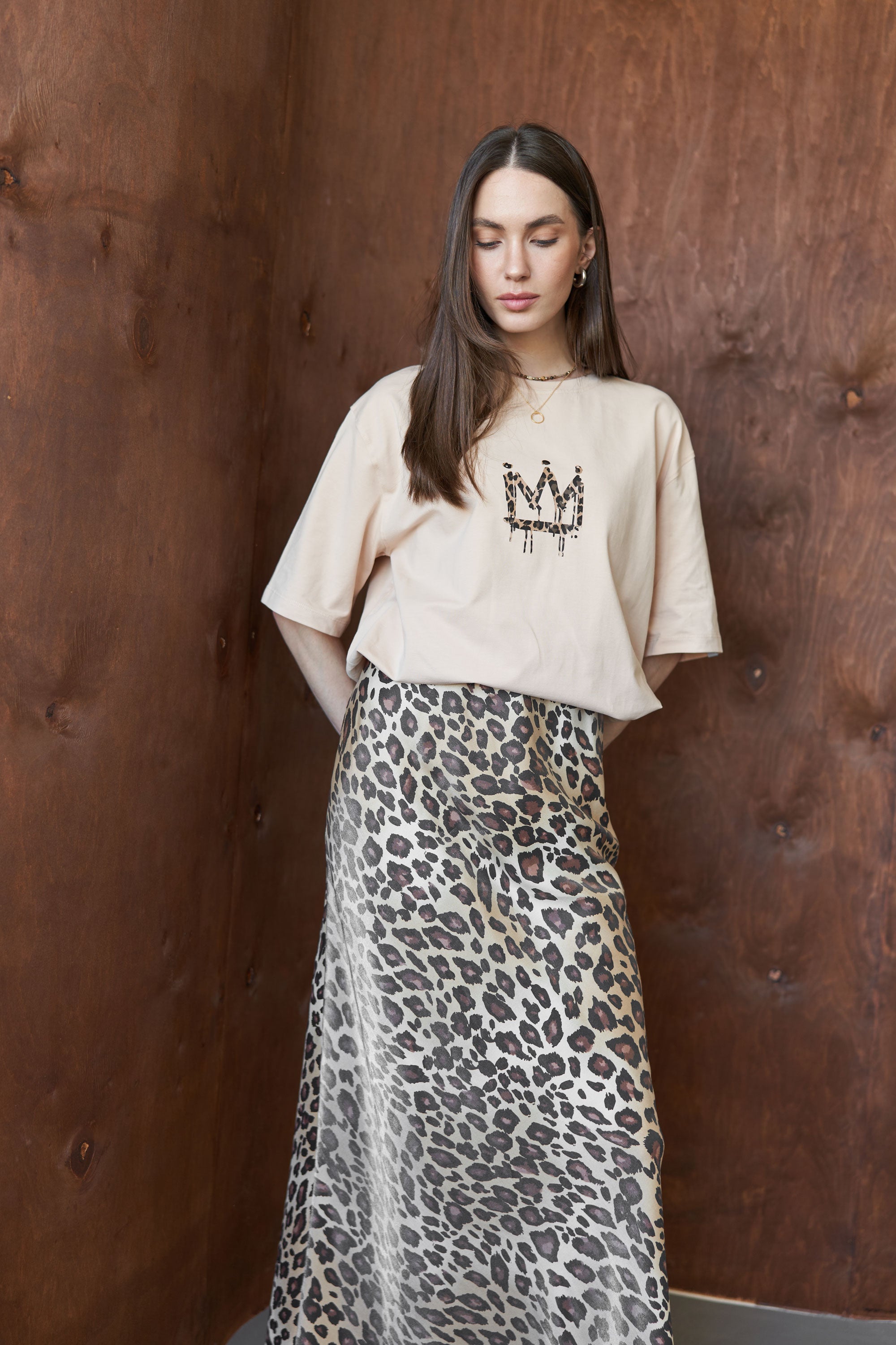 Maxi skirt leopard Beige