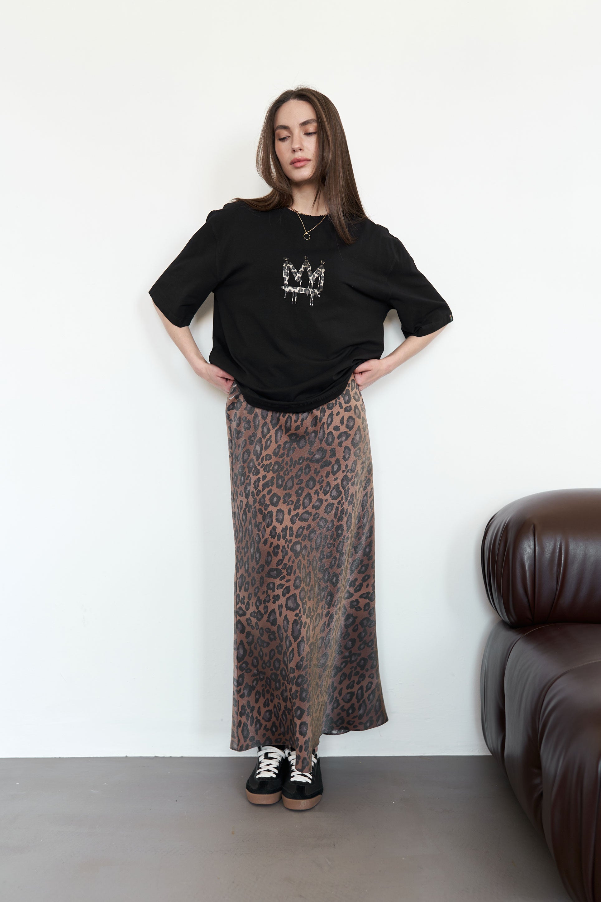 Maxi skirt leopard Brown