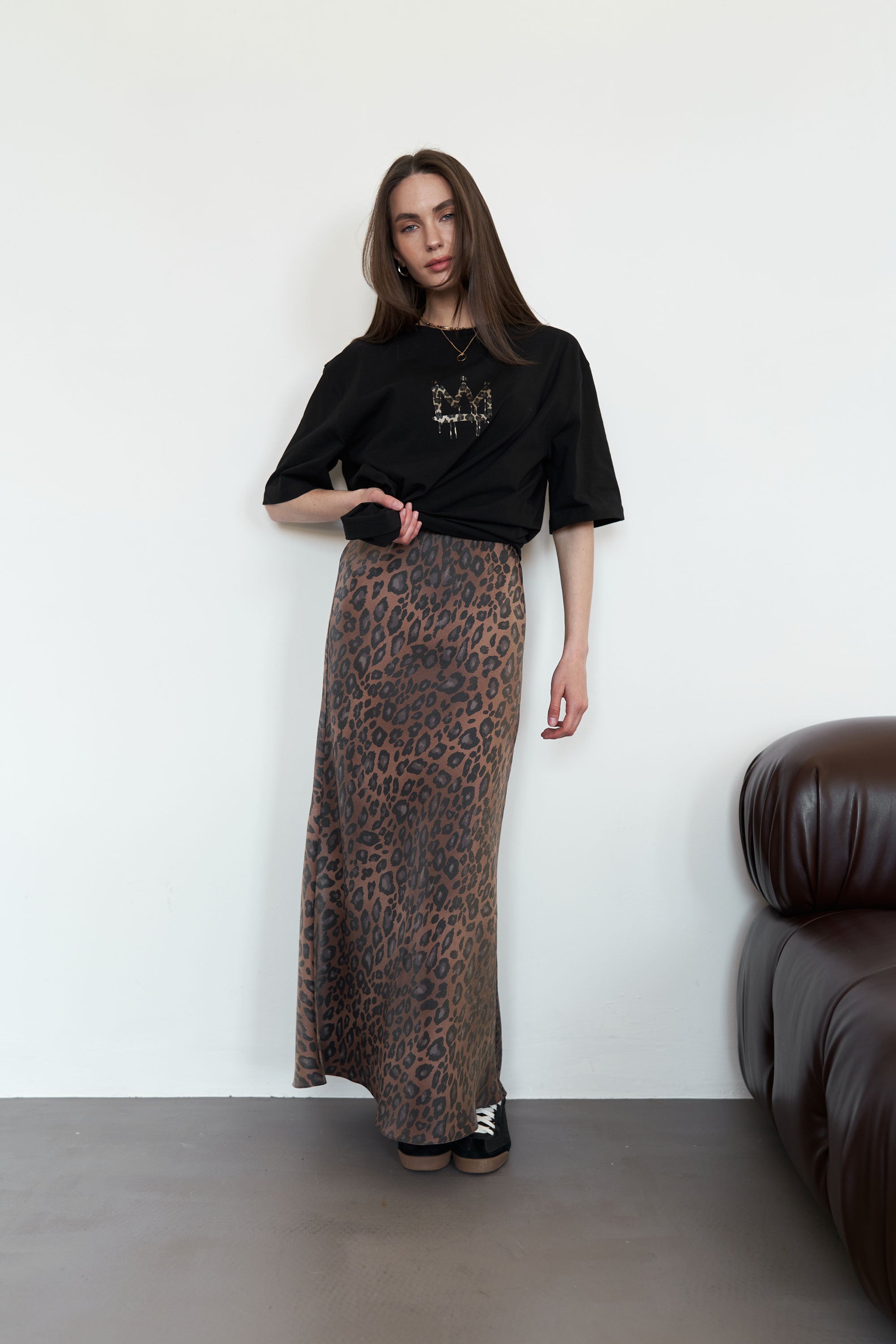 Maxi skirt leopard Brown