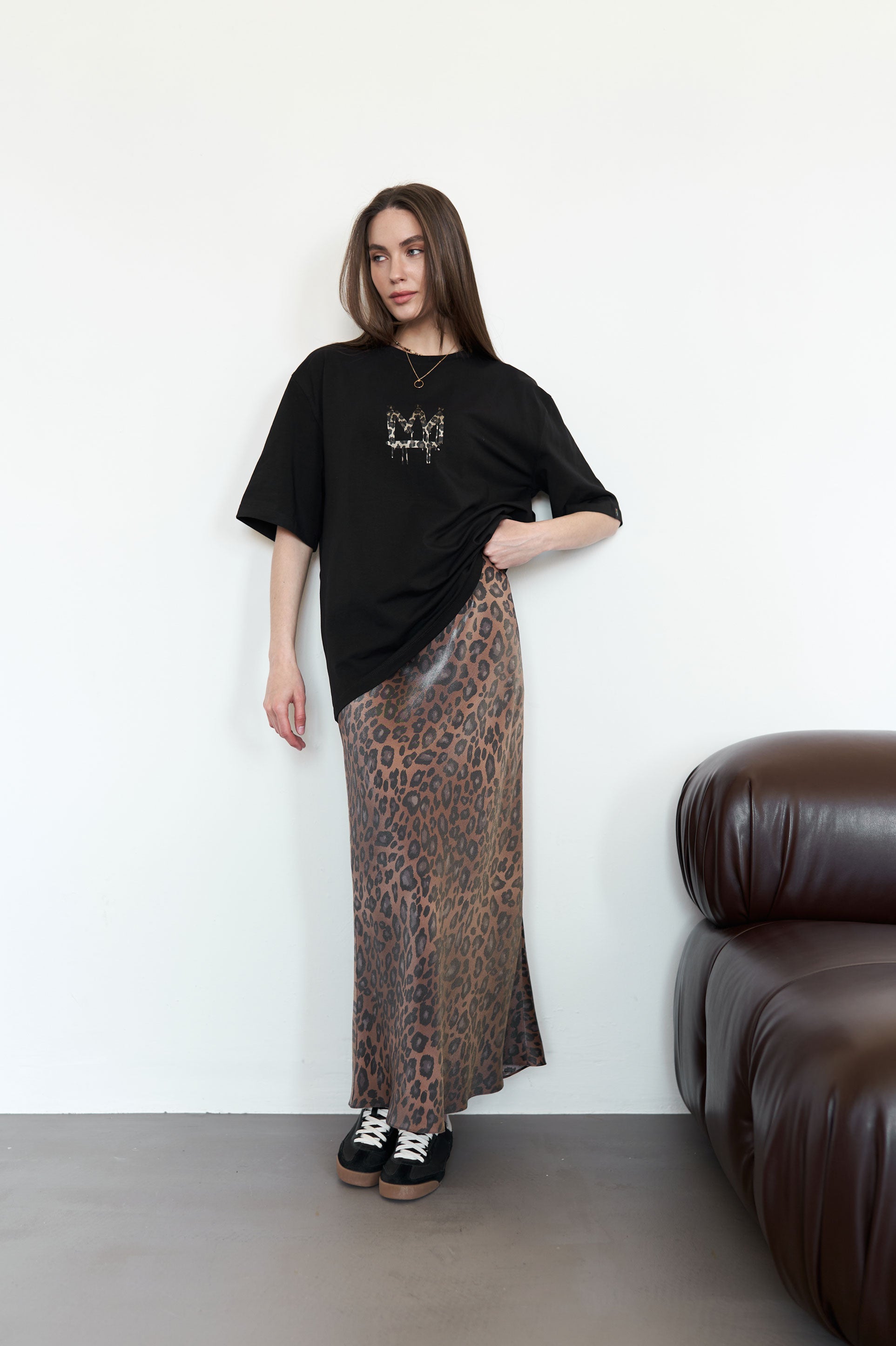 Maxi skirt leopard Brown