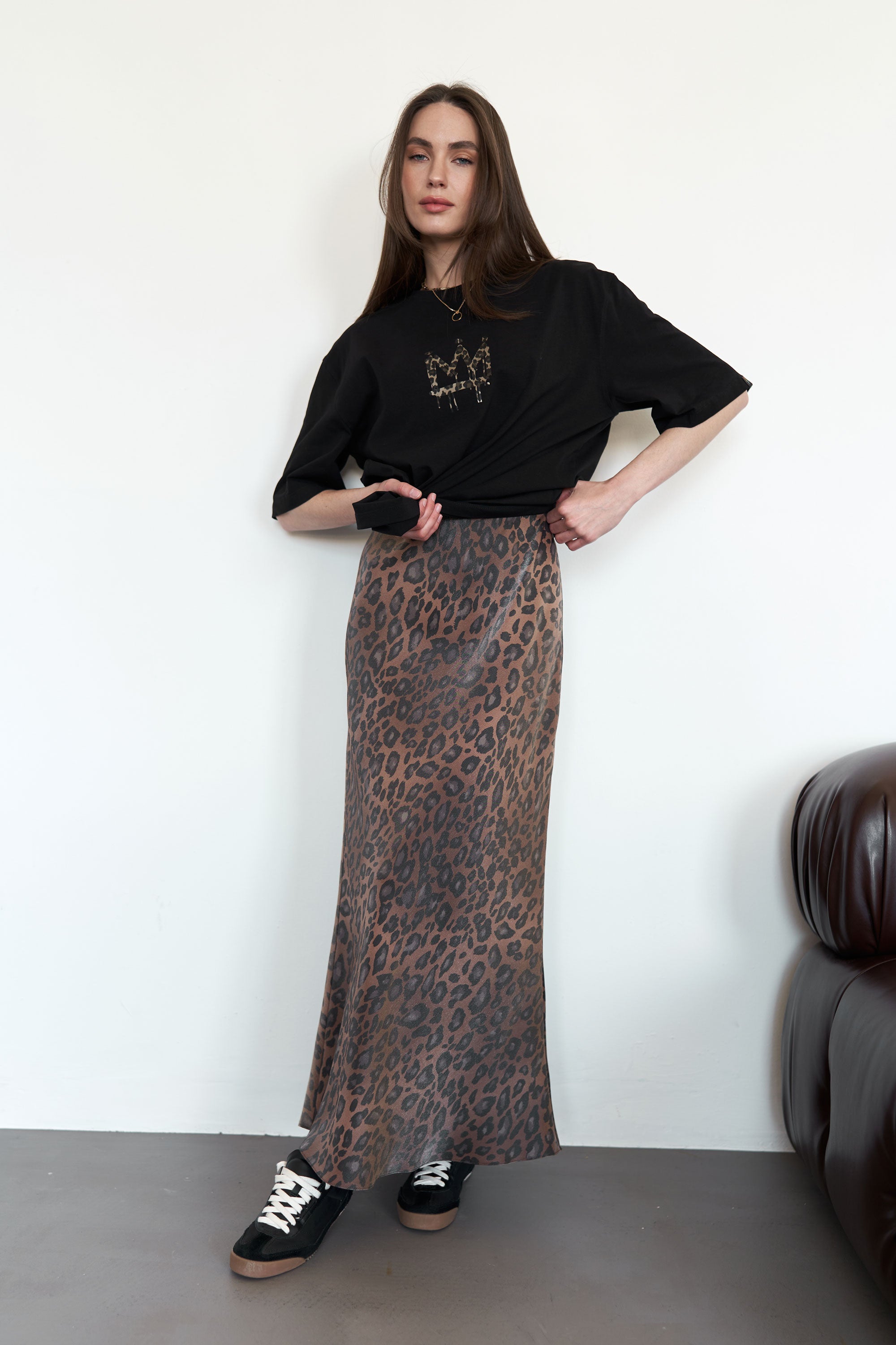 Maxi skirt leopard Brown