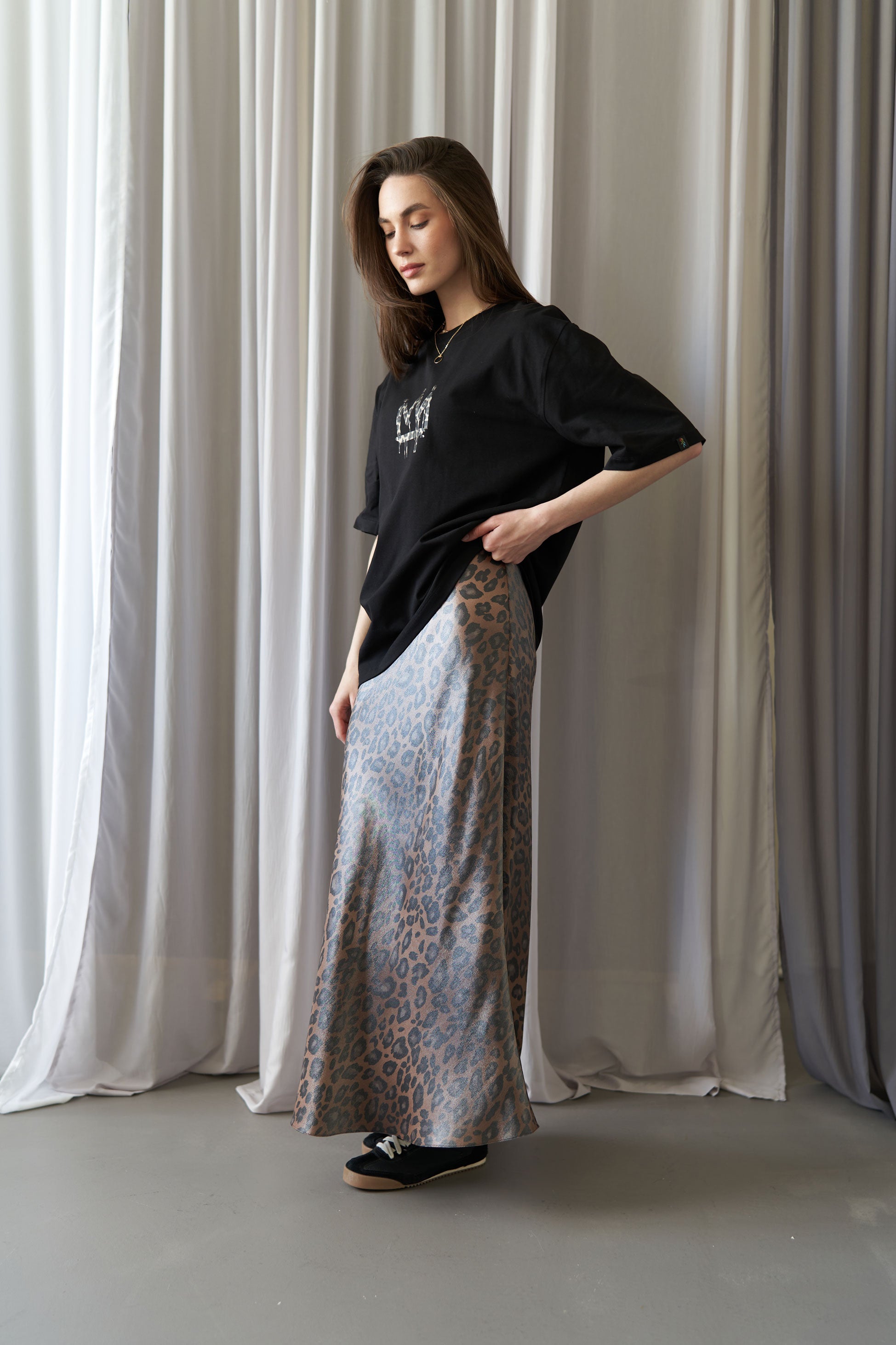 Maxi skirt leopard Brown