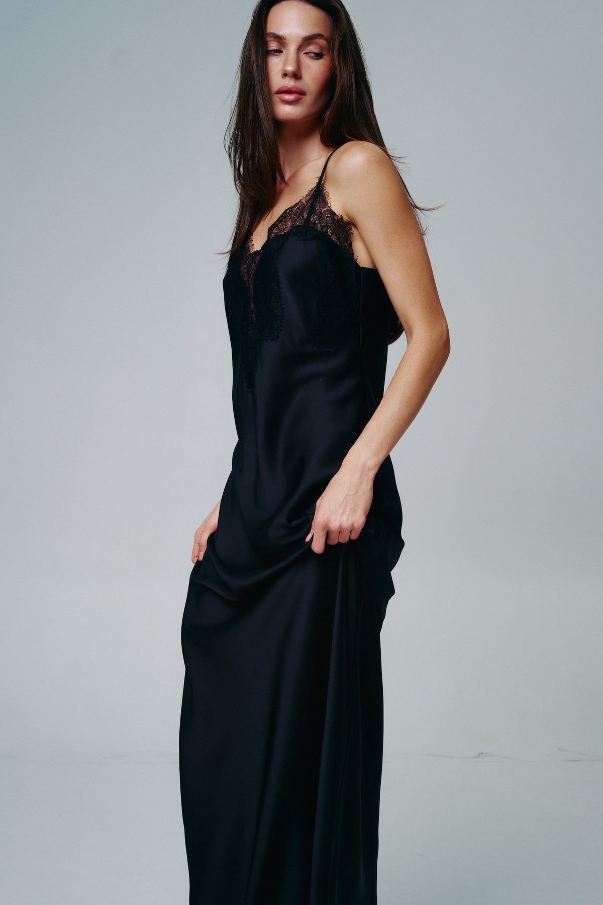 Lace-Trim Maxi Slip Dress