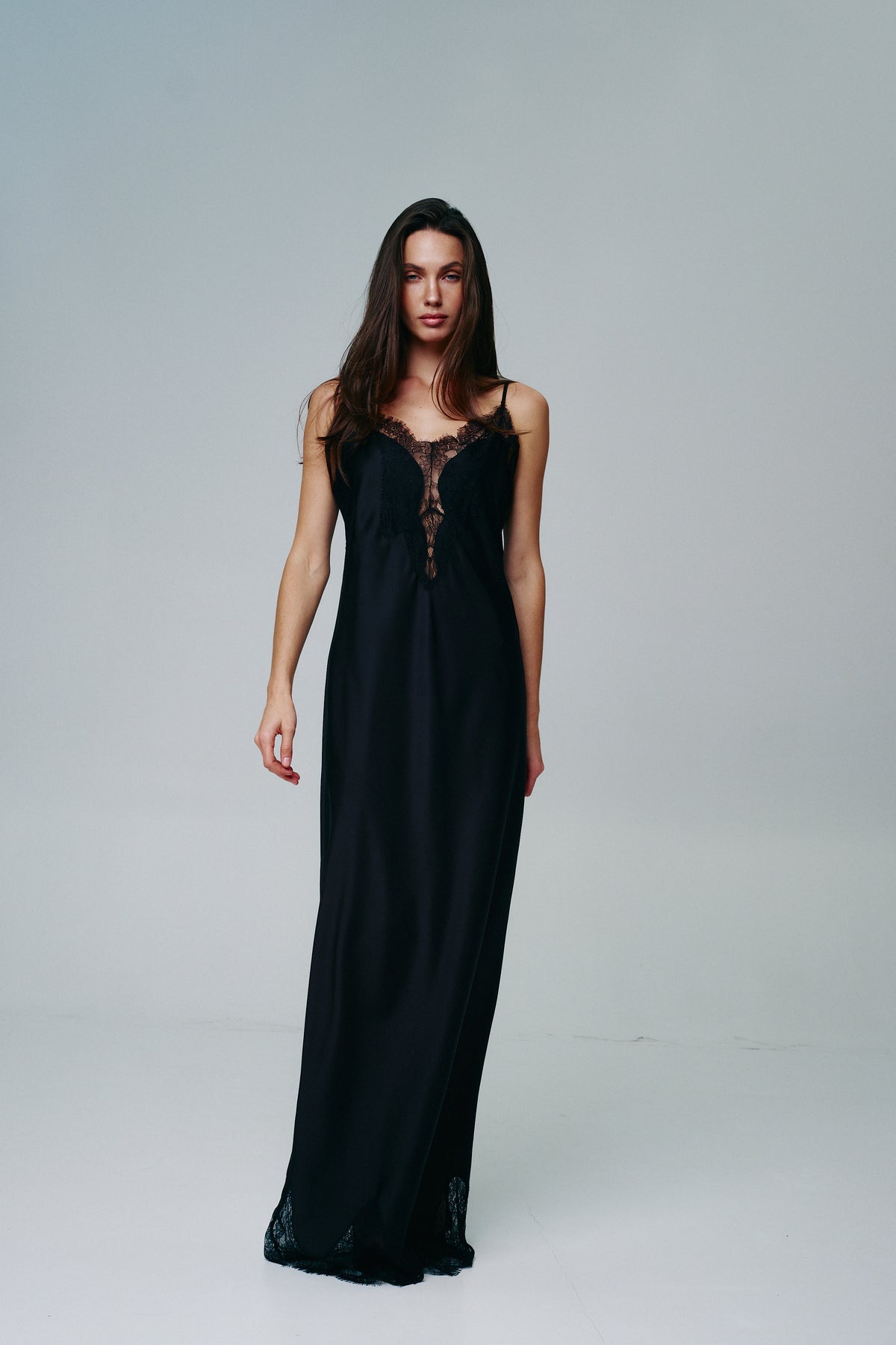 Lace-Trim Maxi Slip Dress