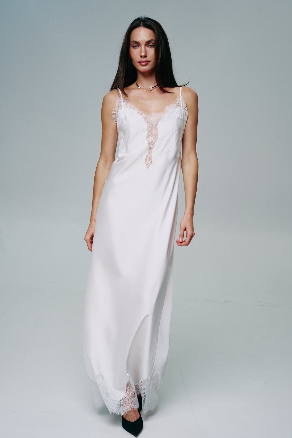 Lace-Trim Maxi Slip Dress