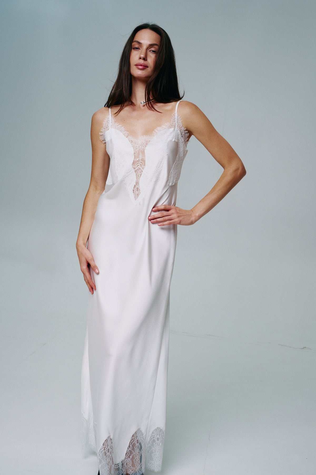 Lace-Trim Maxi Slip Dress