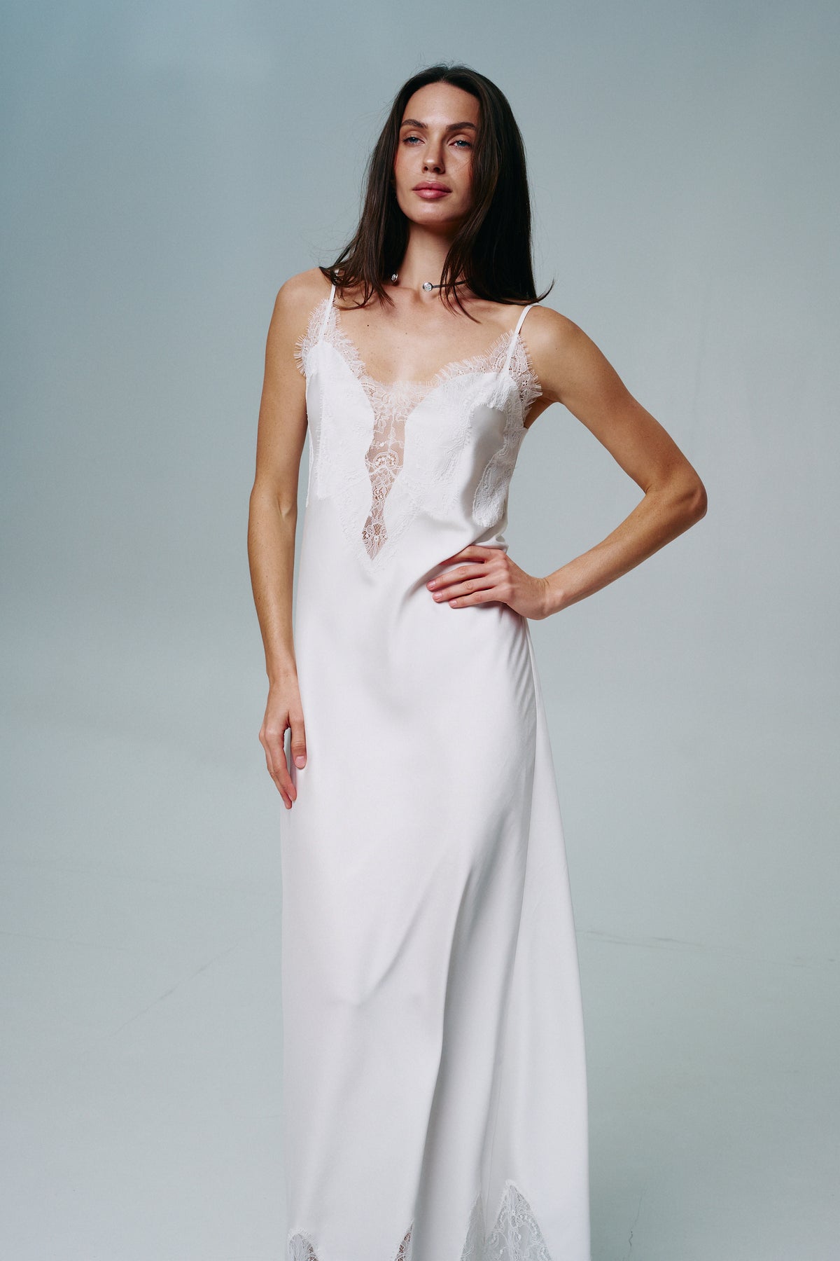 Lace-Trim Maxi Slip Dress