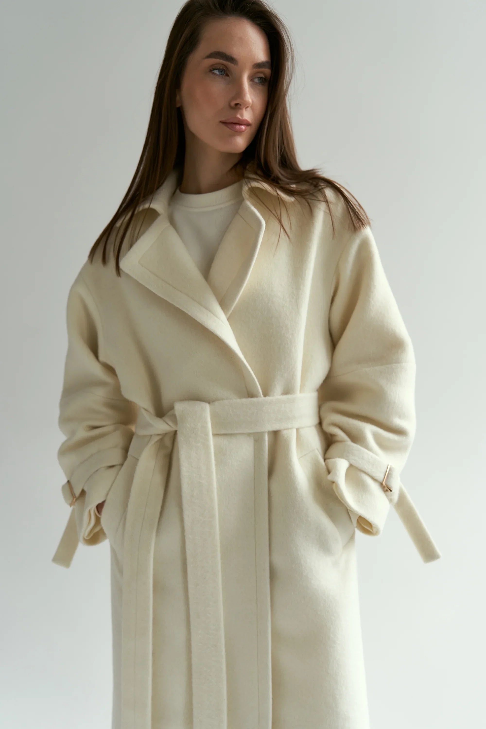 Milk cashmere coat