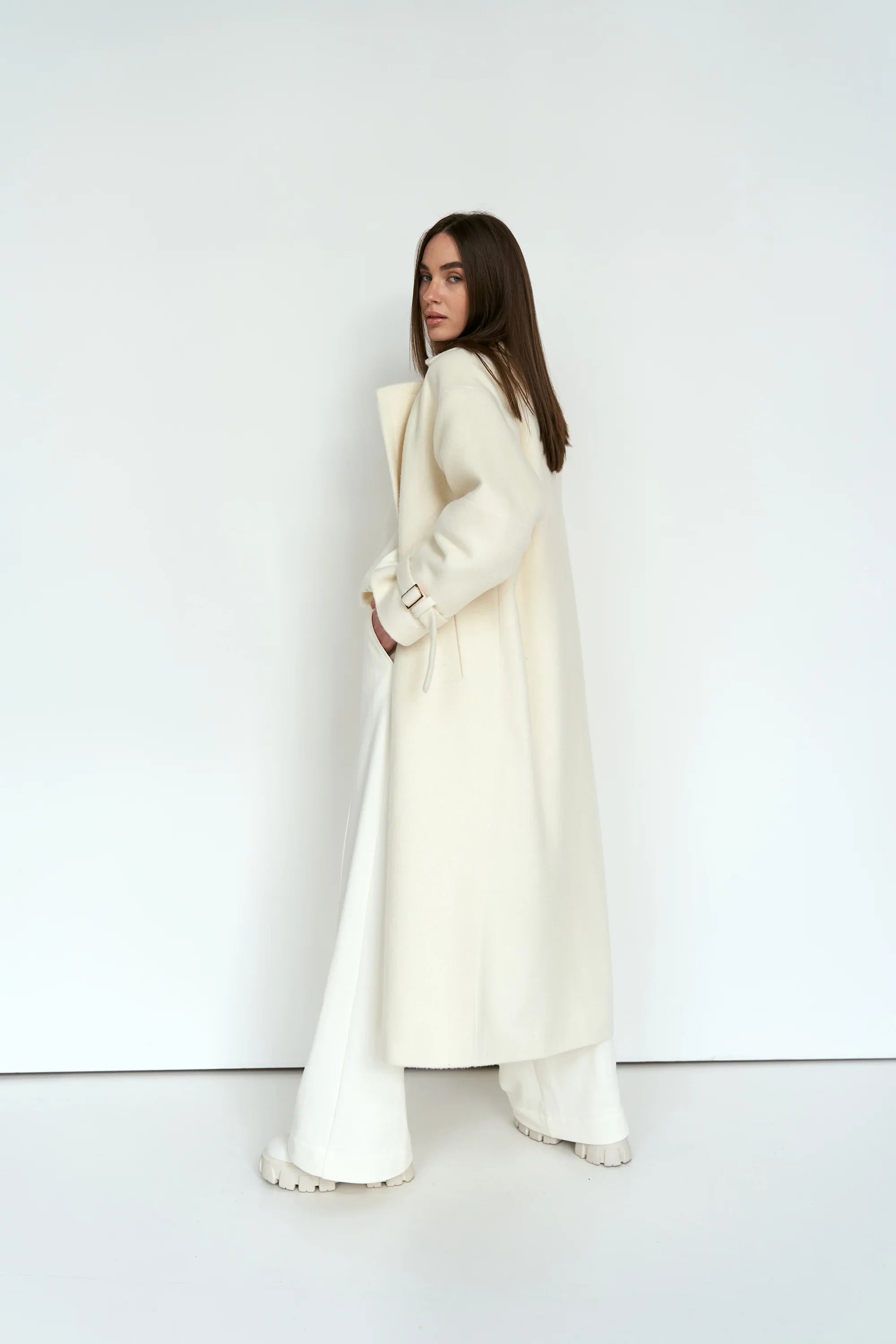Milk cashmere coat