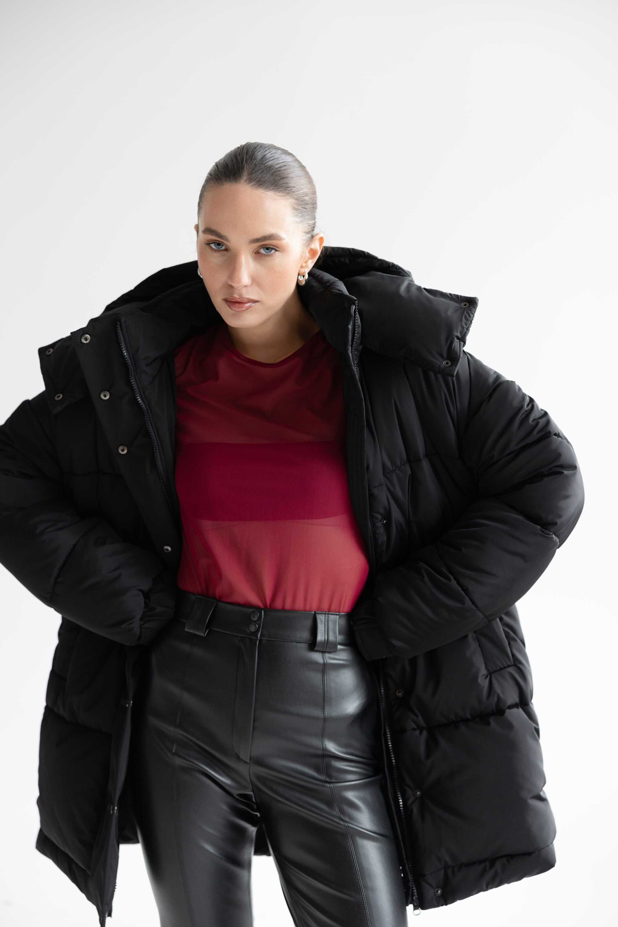 Long Oversized Puffer Jacket Black