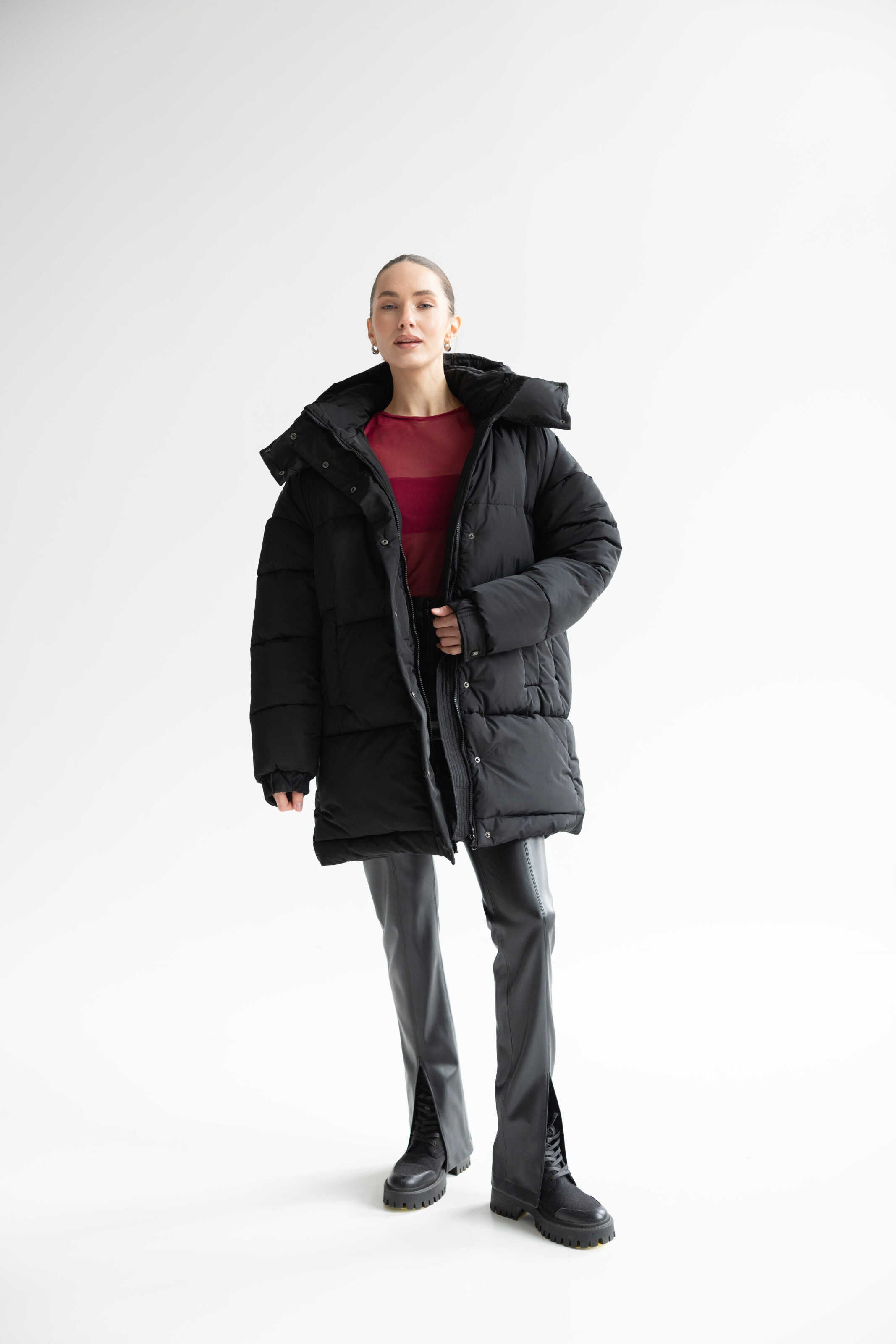 Long Oversized Puffer Jacket Black