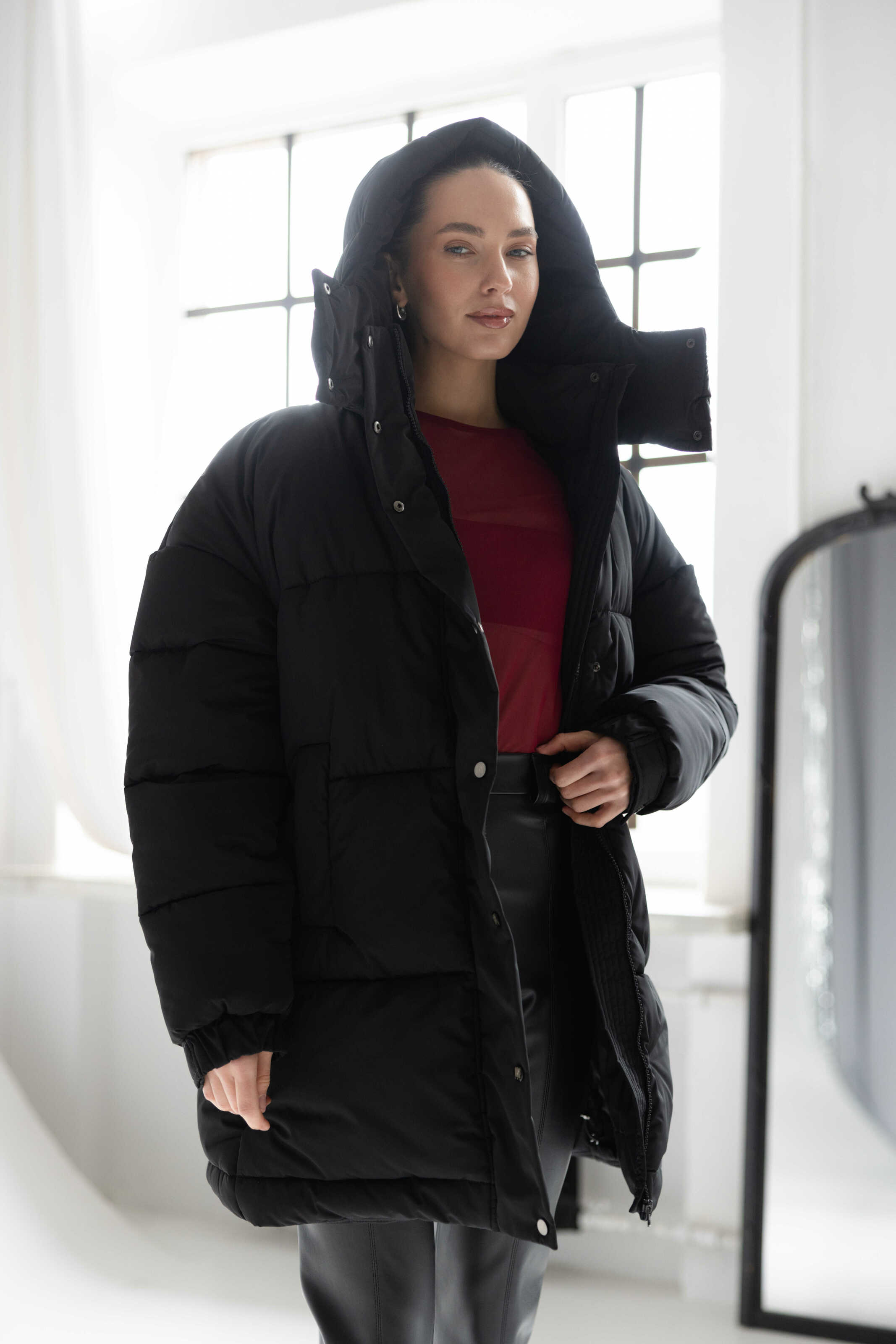 Long Oversized Puffer Jacket Black