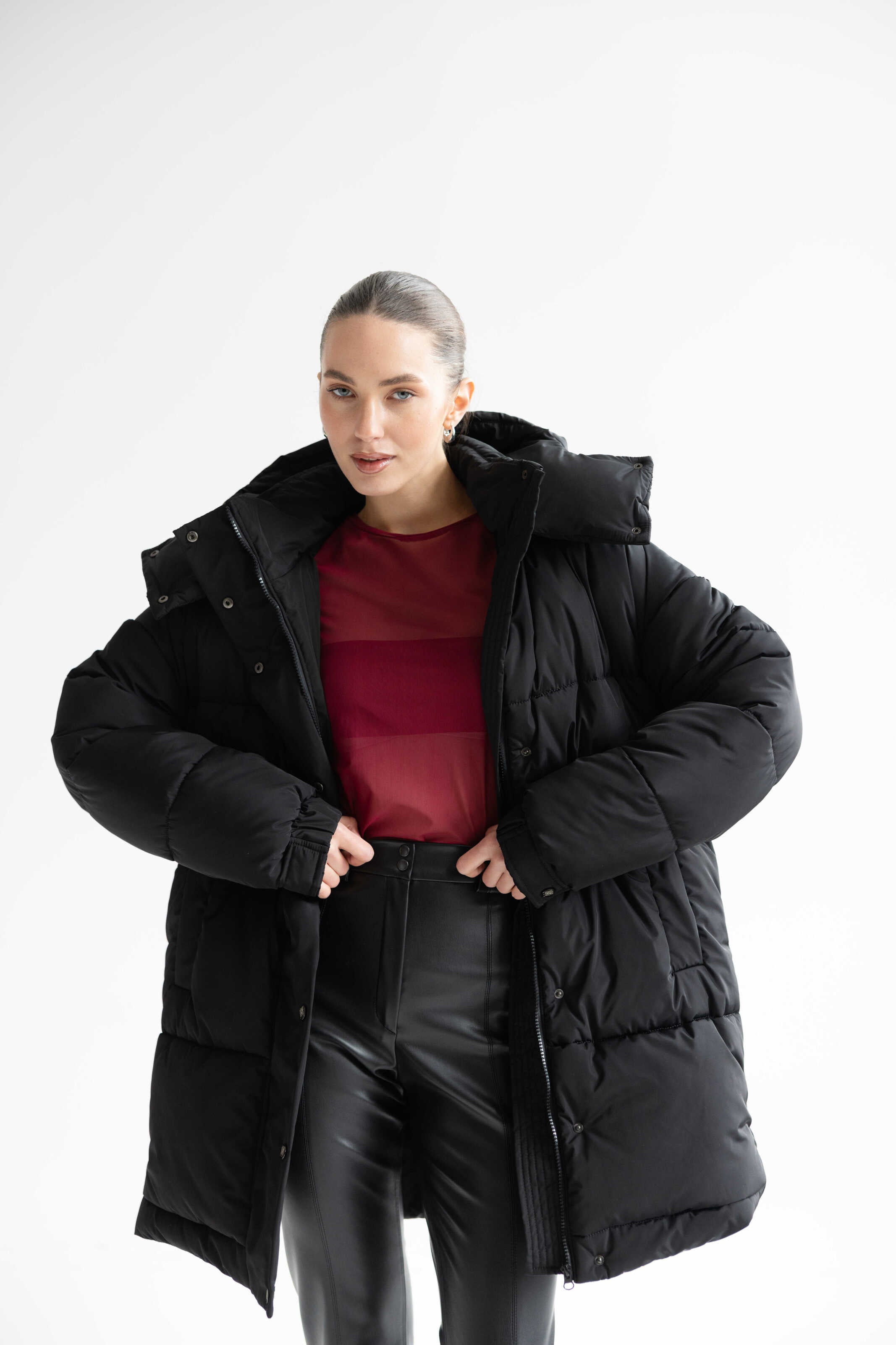Long Oversized Puffer Jacket Black